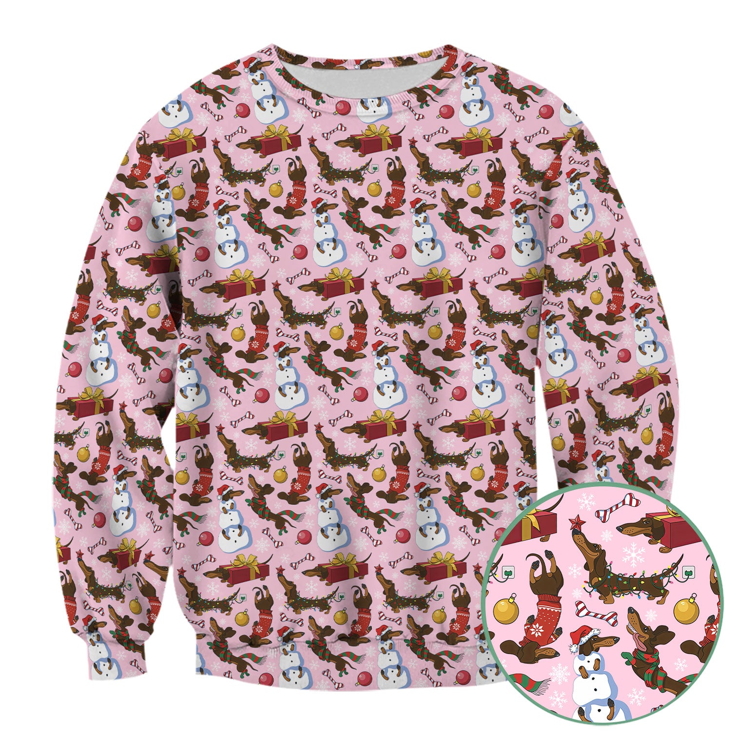 Christmas Nurse Scrubs for Women - Dachshund Dog & Snowman Print - Custom Multi Color Nursing Shirt Holiday Gift
