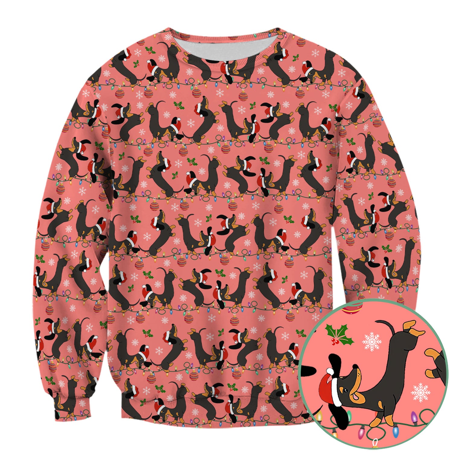 Festive Dachshund Christmas Scrub Top - Adorable Holiday Wiener Dog Nurse Shirt for Women - Cute Medical Uniform for RN CNA LPN