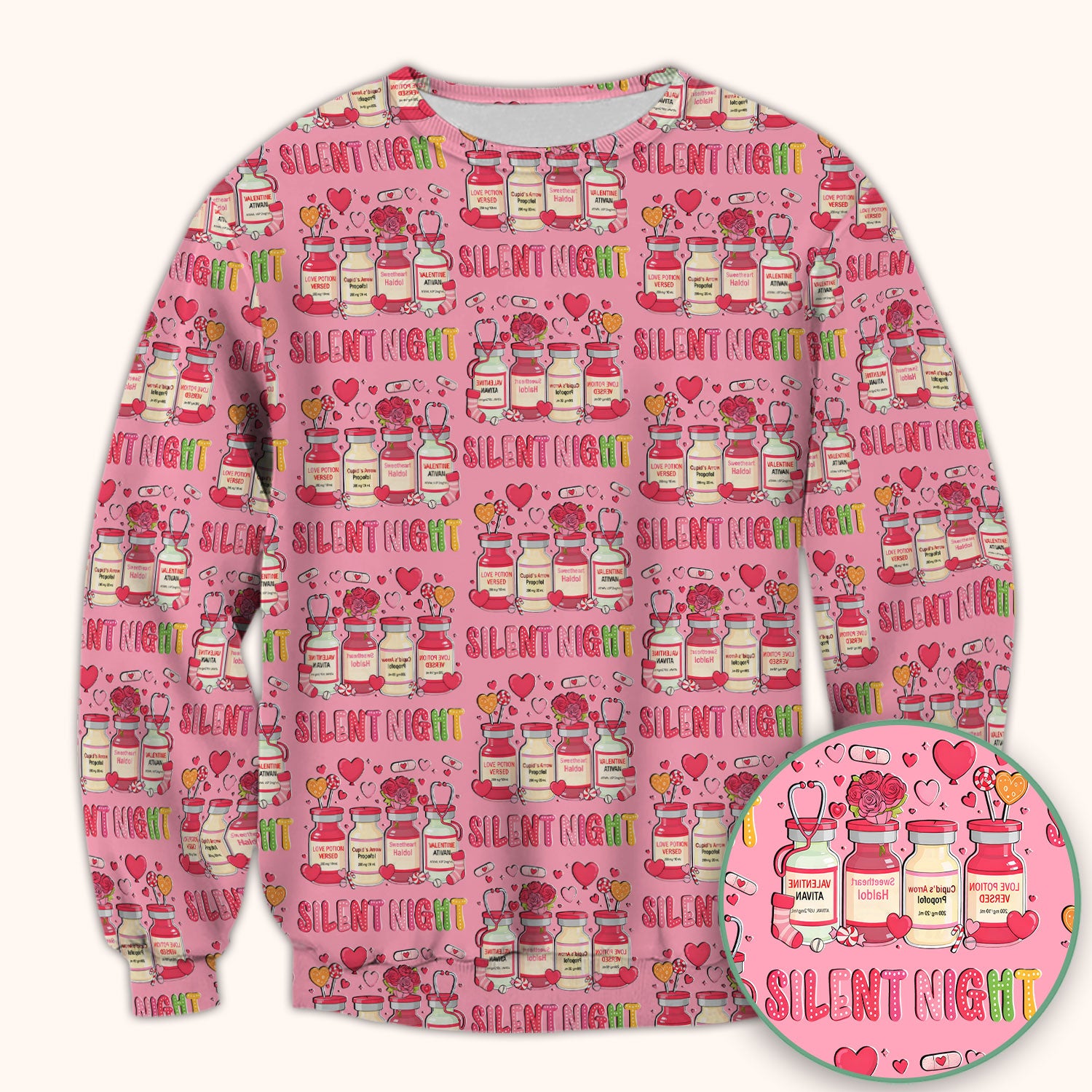 Valentine Silent Night Love Design Scrubs Top, Comfortable Scrubs for Nurses