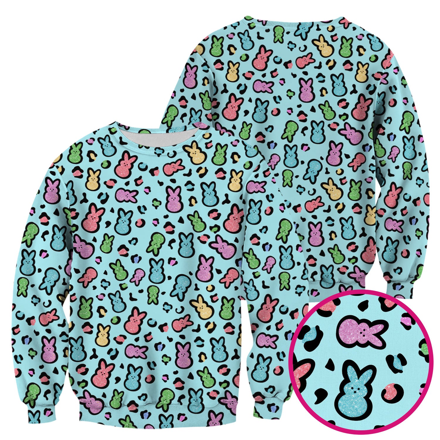 Cute Easter Bunny Pastel Pattern Scrub Top, Comfortable Scrubs for Nurses