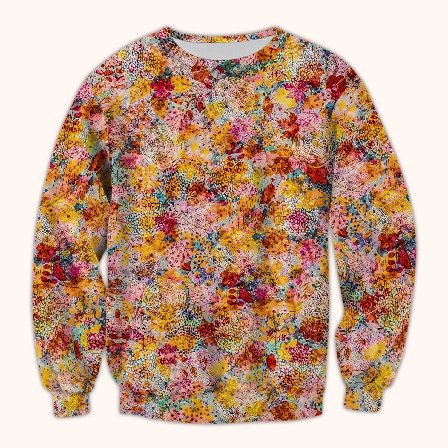 Autumn Floral Leaves Pattern Scrub Top, Comfortable Scrubs for Nurses