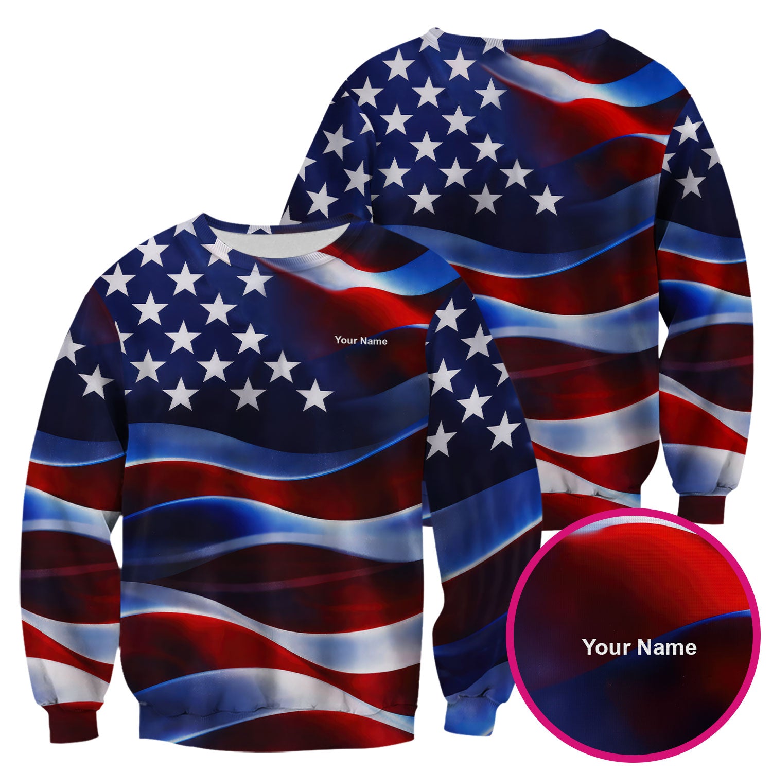 Personalized American Flag Stars Stripes Pattern Nurse Scrub Top, Comfortable Scrubs for Nurses
