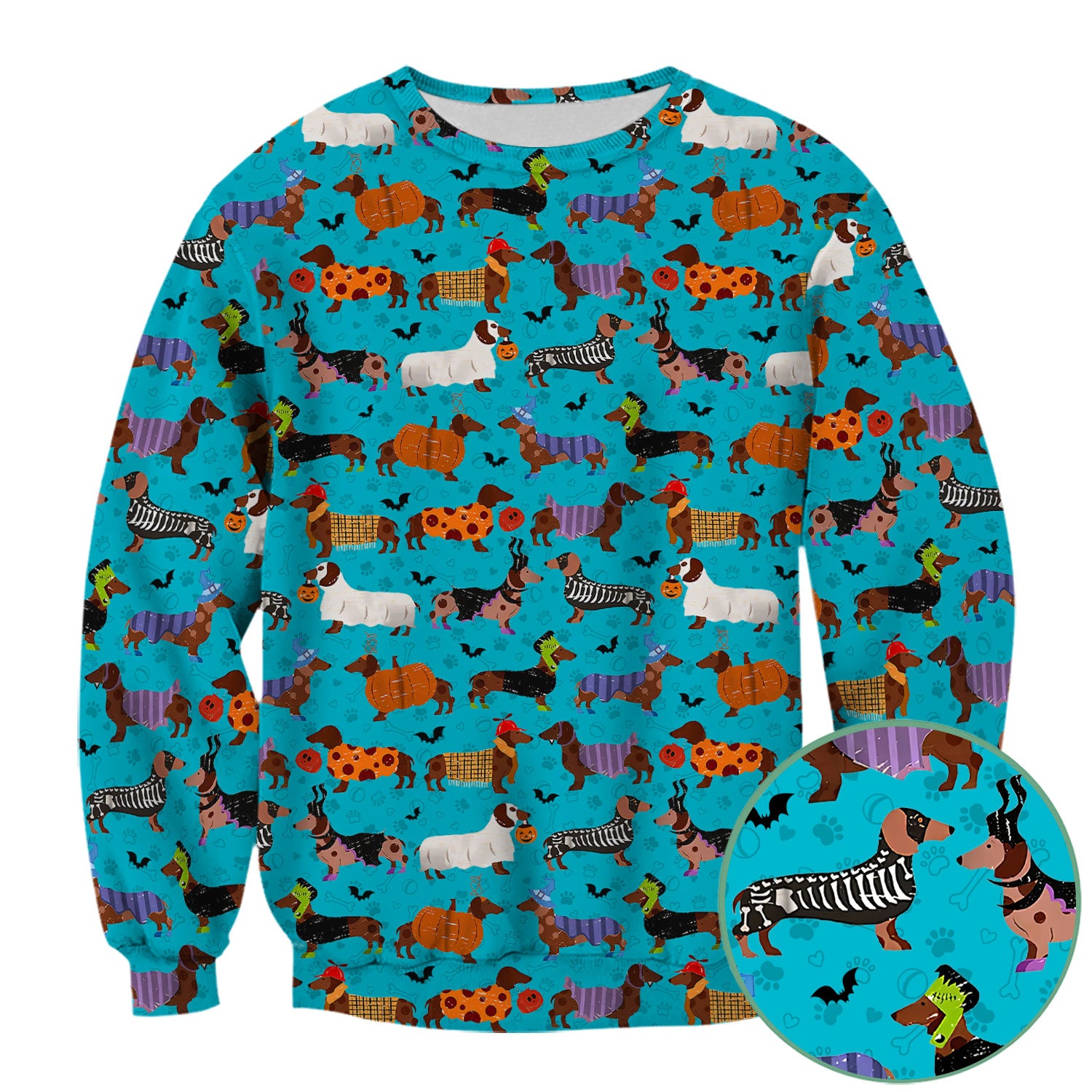 Funny Halloween Dachshund Scrub Top - Cute Sausage Dog Pumpkin Skeleton Nurse Shirt for Women - RN LPN CNA Medical Gift
