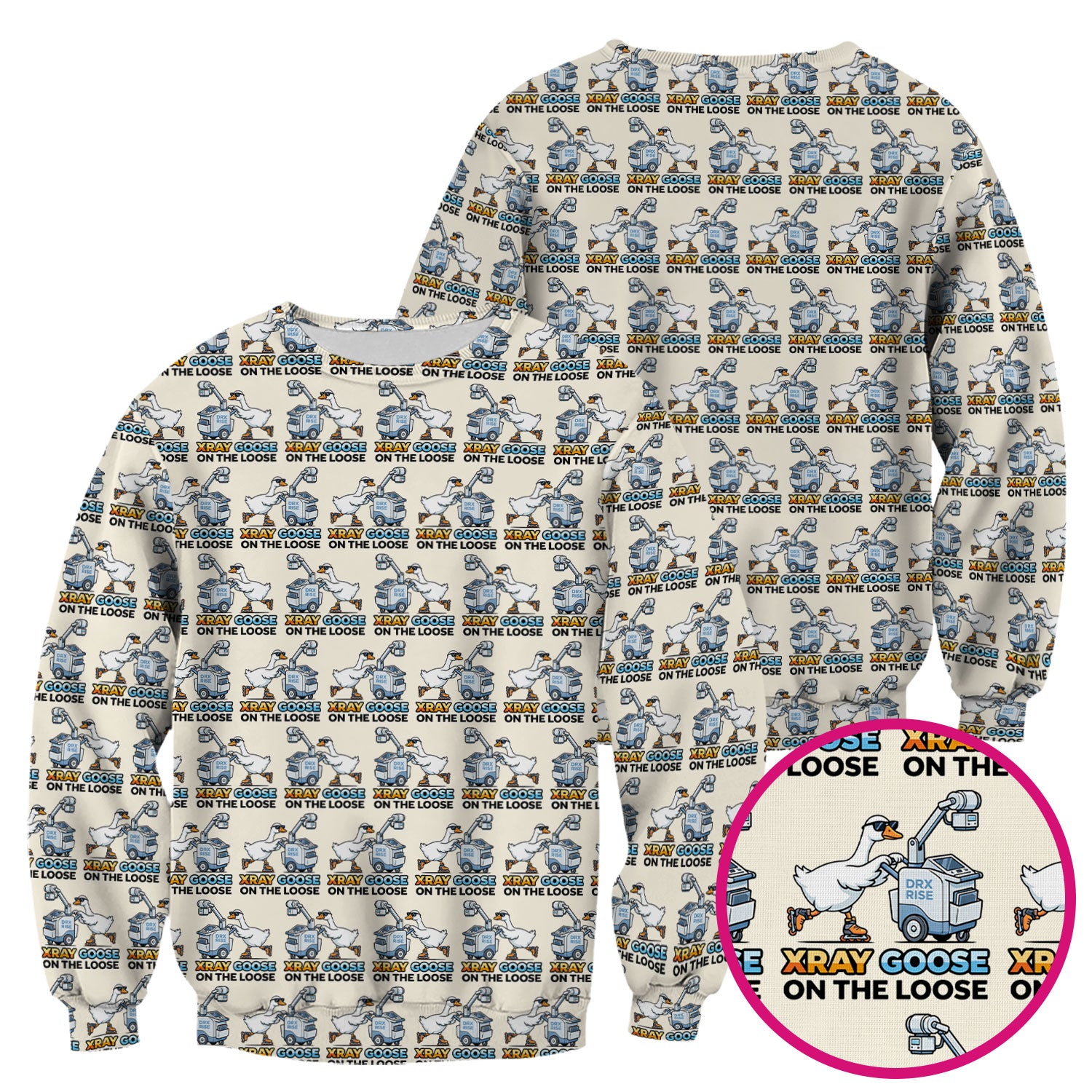 Funny Xray Goose On The Loose Pattern Scrub Top, Comfortable Scrubs for Nurses
