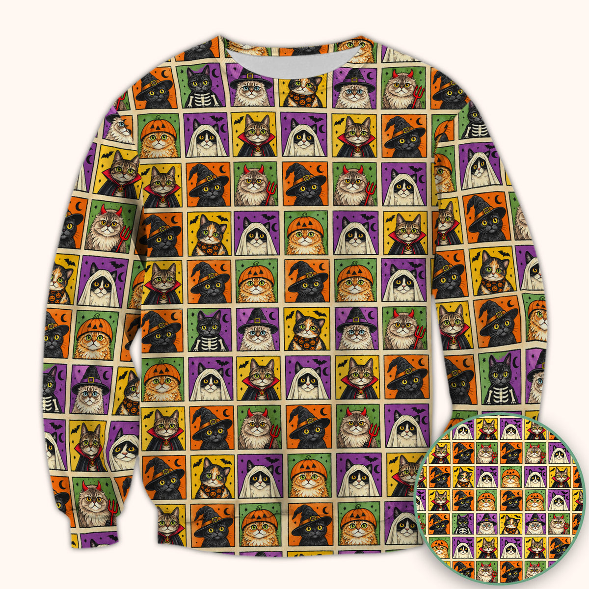 Halloween Cat Costume Patchwork Scrub Top, Comfortable Scrubs for Nurses
