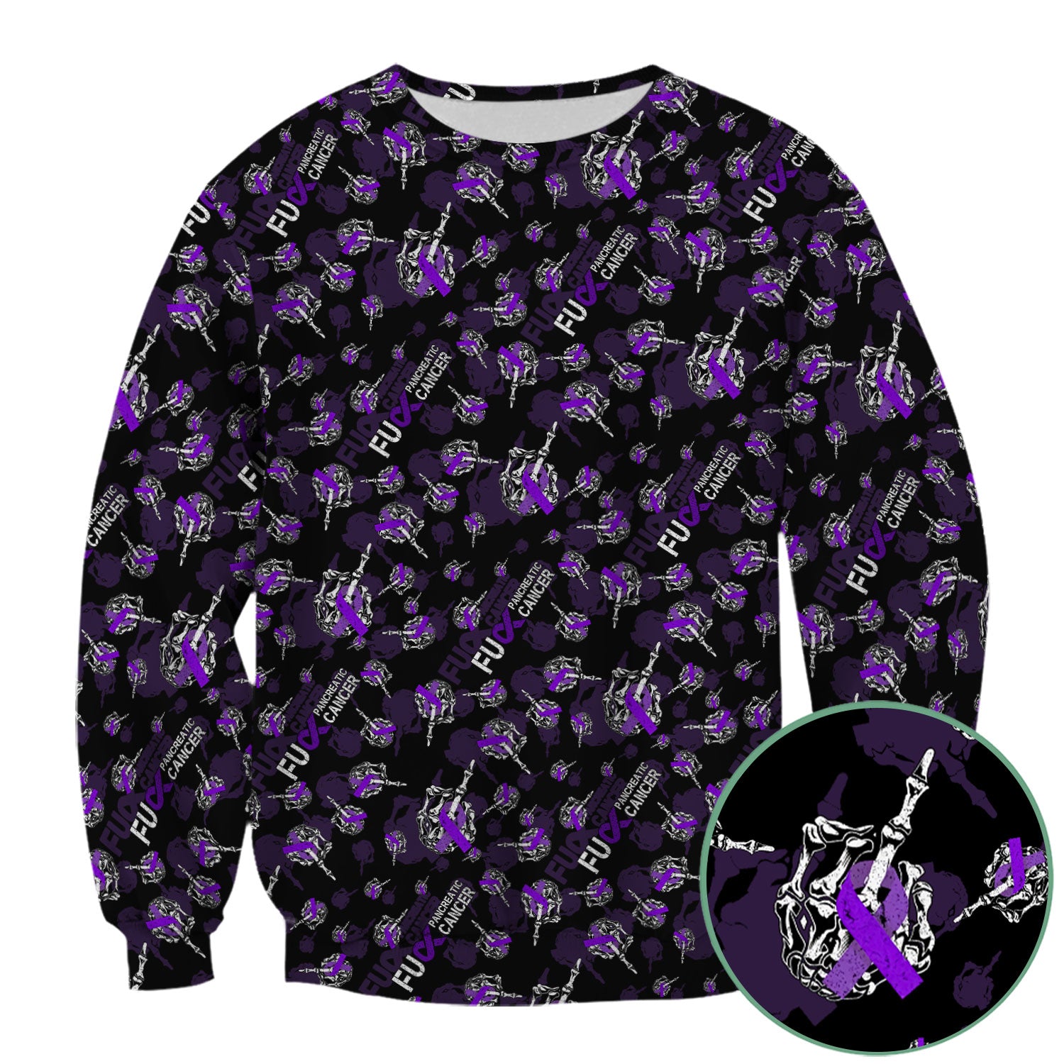Fuck Pancreatic Cancer Scrub Top - Purple Ribbon Awareness Nurse Shirt - Bold Medical Uniform Gift for Cancer Support Fighters