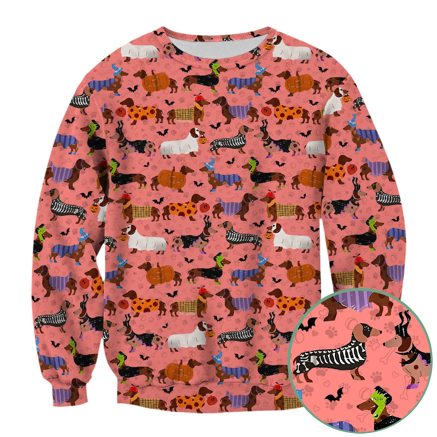 Funny Halloween Dachshund Scrub Top - Cute Sausage Dog Pumpkin Skeleton Nurse Shirt for Women - RN LPN CNA Medical Gift