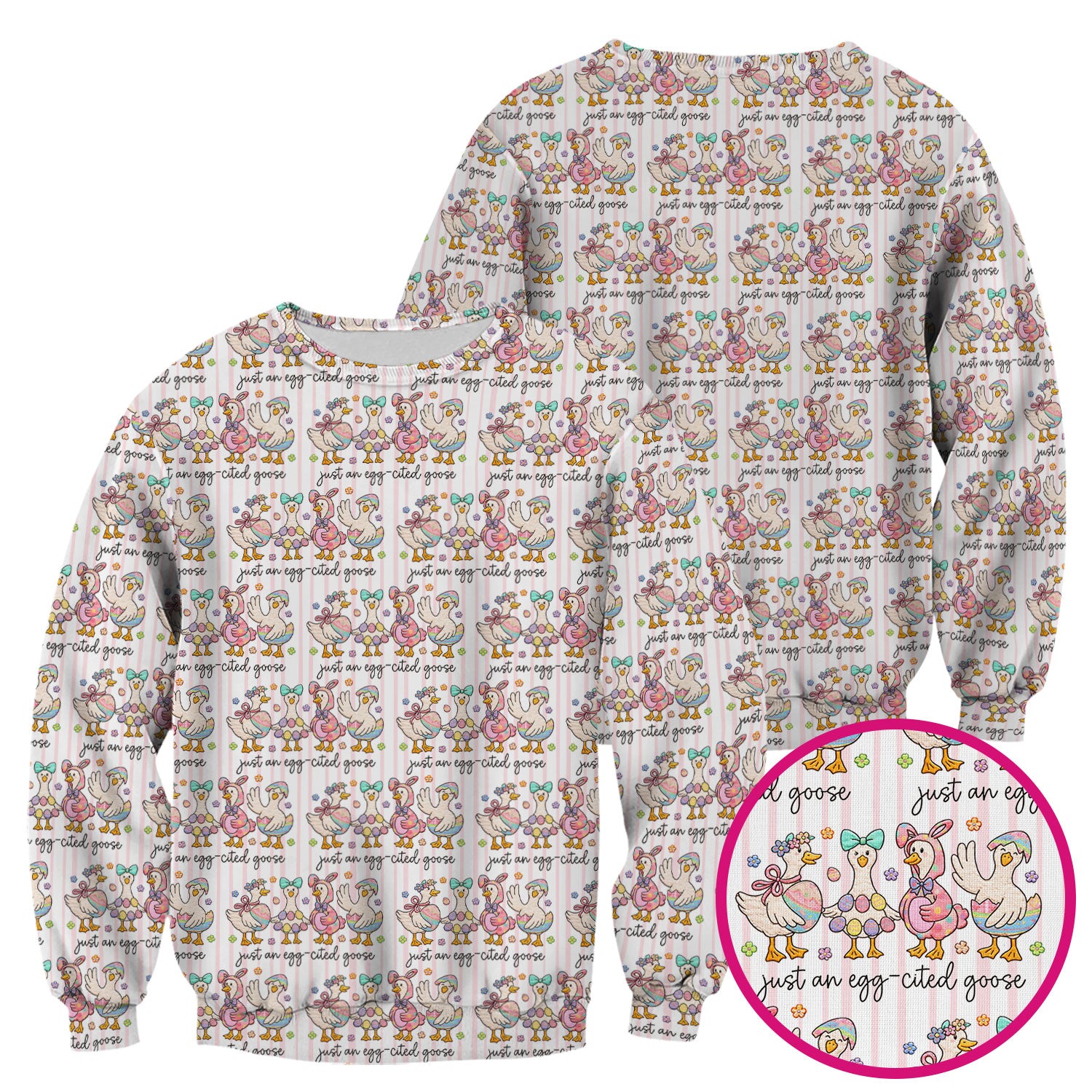 Cute Easter Goose Egg Pattern Scrubs Top, Breathable Fabrics Nursing Uniform