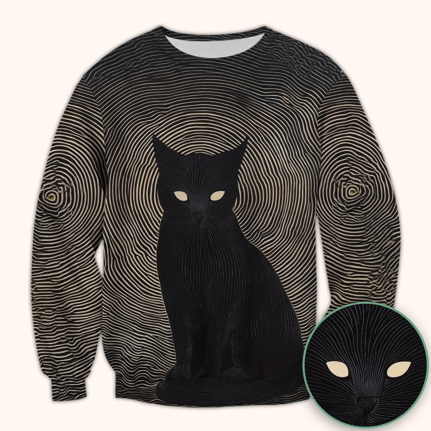 Black Cat Line Art Print Scrub Top, Comfortable Scrubs for Nurses