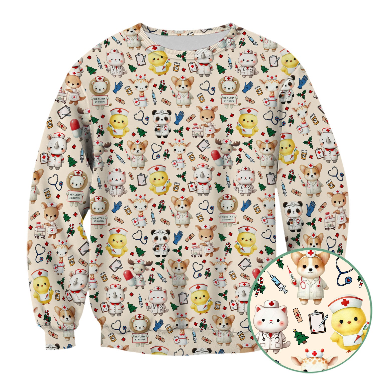 Comfortable Scrubs for Nurses - Pediatric Scrub Tops - Breathable Fabrics Nursing Uniform - Adorable Puppy Cat Bear Print