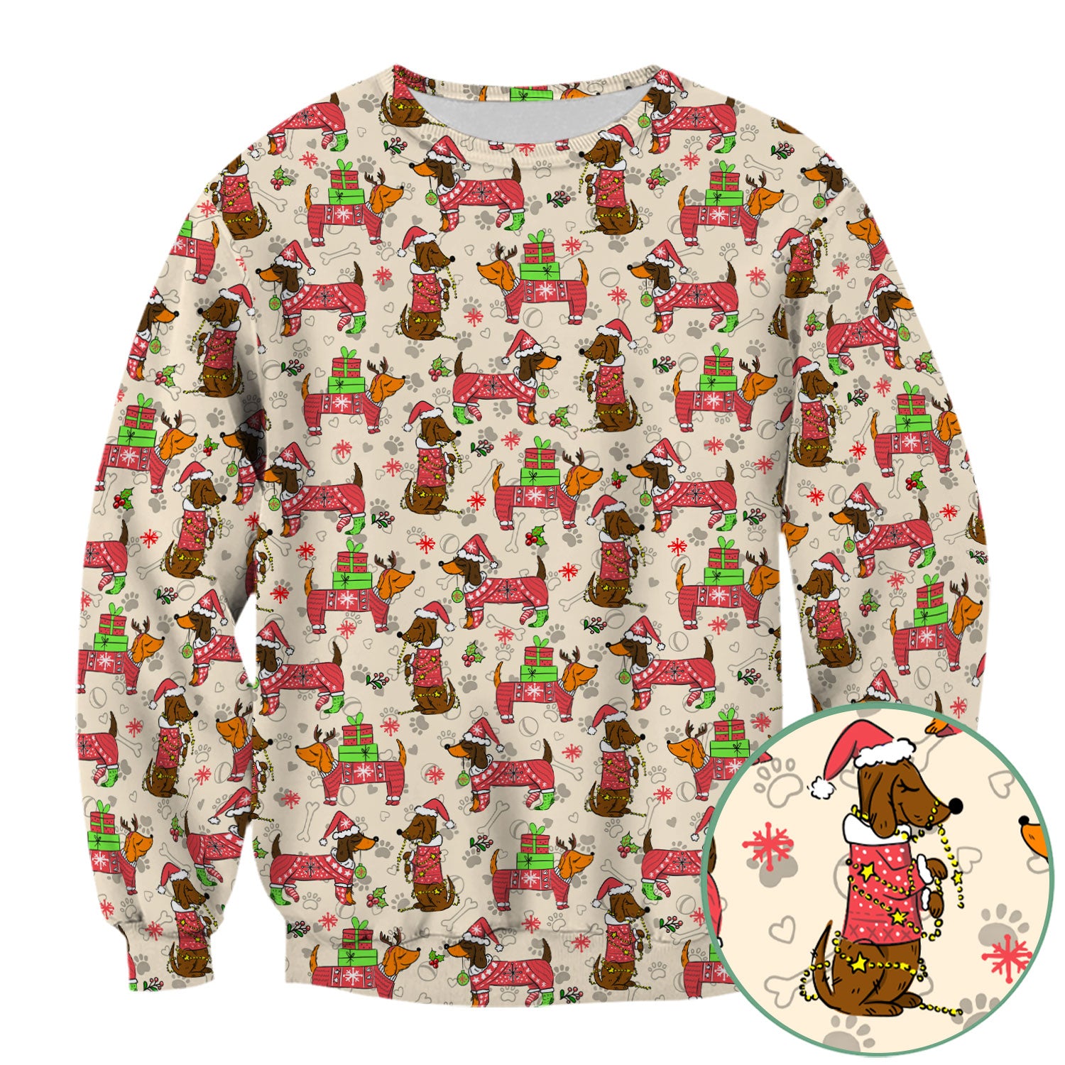 Christmas Dachshund Nurse Scrub Top for Women - Cute Sausage Dog in Santa Hat & Xmas Gift - Funny Holiday Nursing Shirt RN LPN CNA