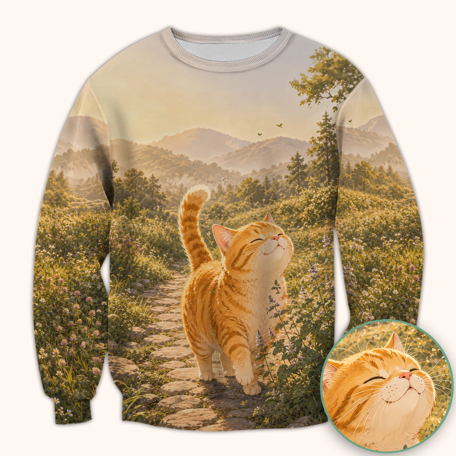 Sunny Mountain Cat Nurse, Nature Lover Medical Scrub Top, Comfortable Scrubs for Nurses