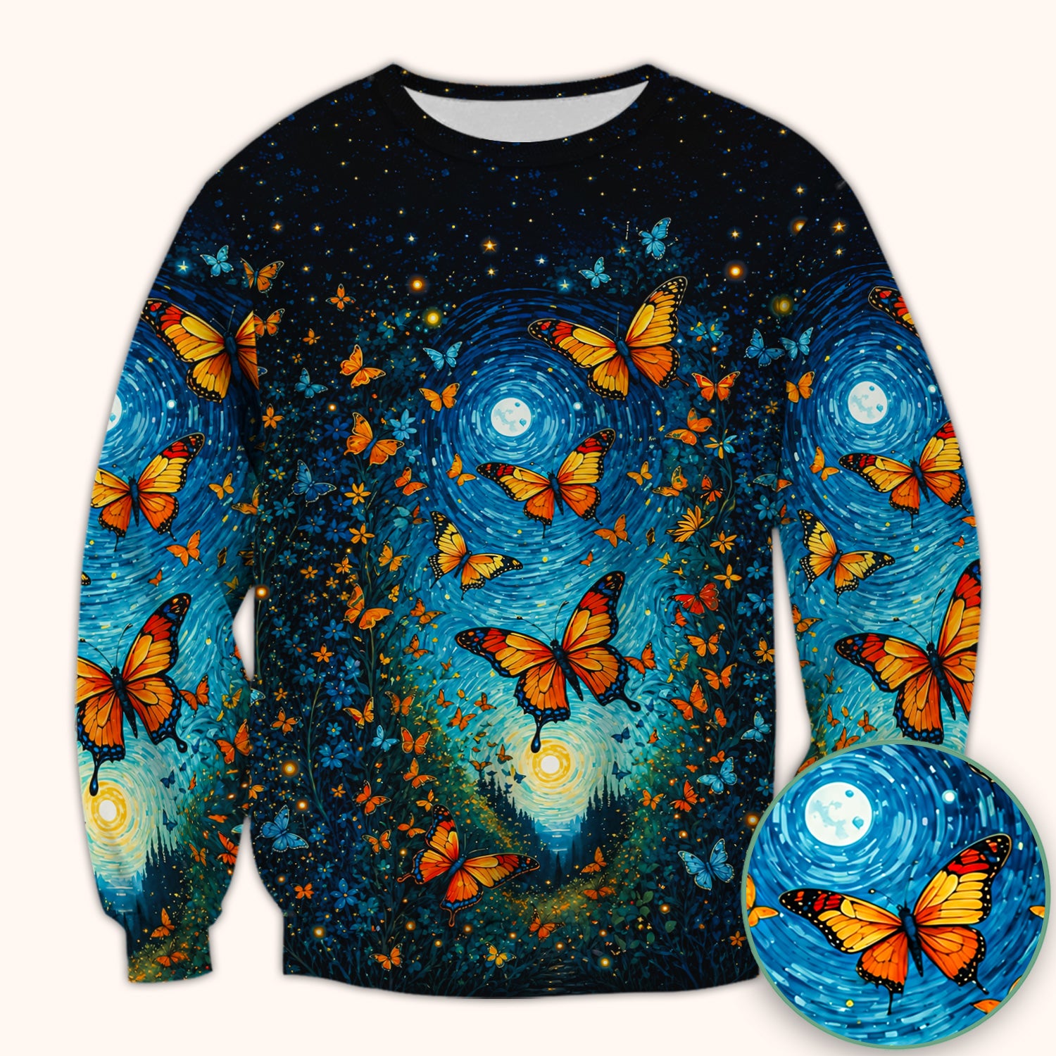 Moonlit Butterfly Nurse Scrub Top for RN, CNA, Pediatric Nurses, Floral Uniform