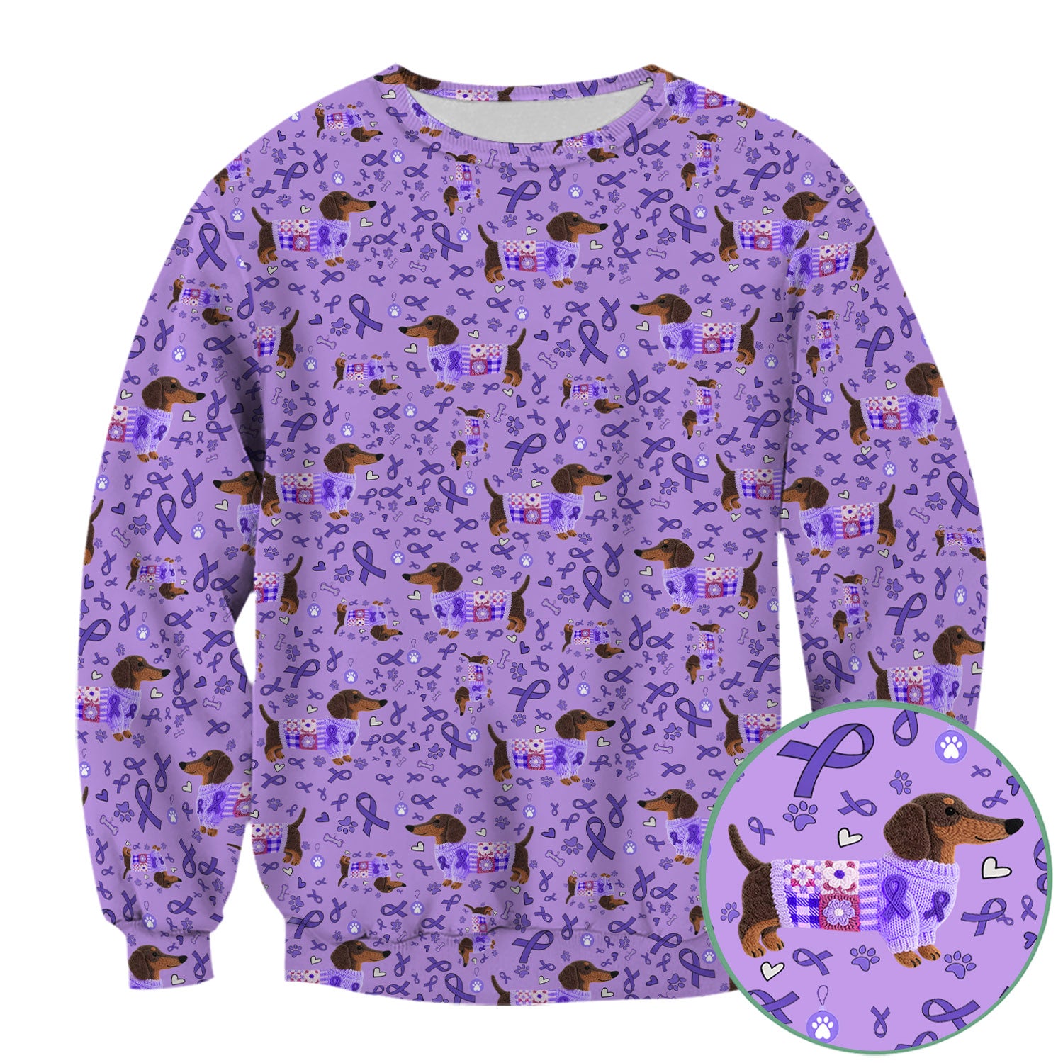 Wiener Dog Purple Ribbon Cancer Awareness Scrub - Breathable Fabrics Nursing Uniform - Comfortable Scrubs for Nurses