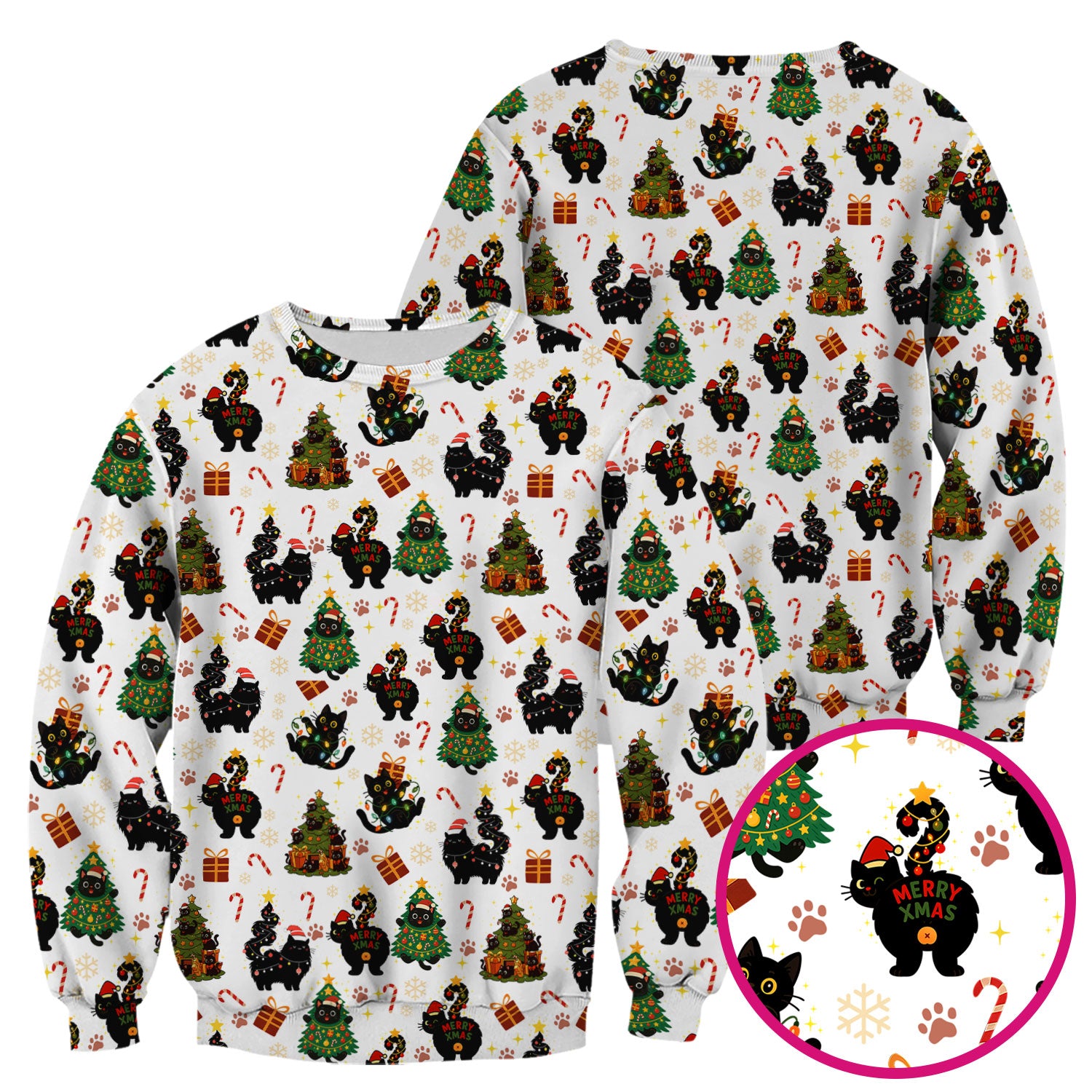 Funny Cat Print Nurse Scrub Top - Christmas Medical Shirt for Women & Men - Cute Holiday Gift Idea for RN CNA Doctor Scrubs