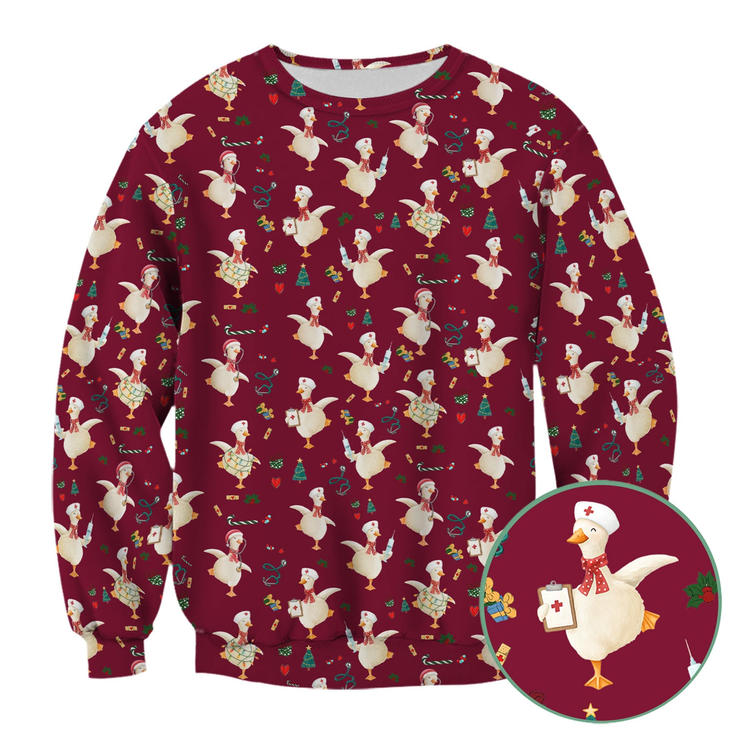 Cute Christmas Goose Scrub for Nurses - Funny Holiday Medical Shirt - Festive Xmas Top for RN CNA LPN Nursing Student Gift