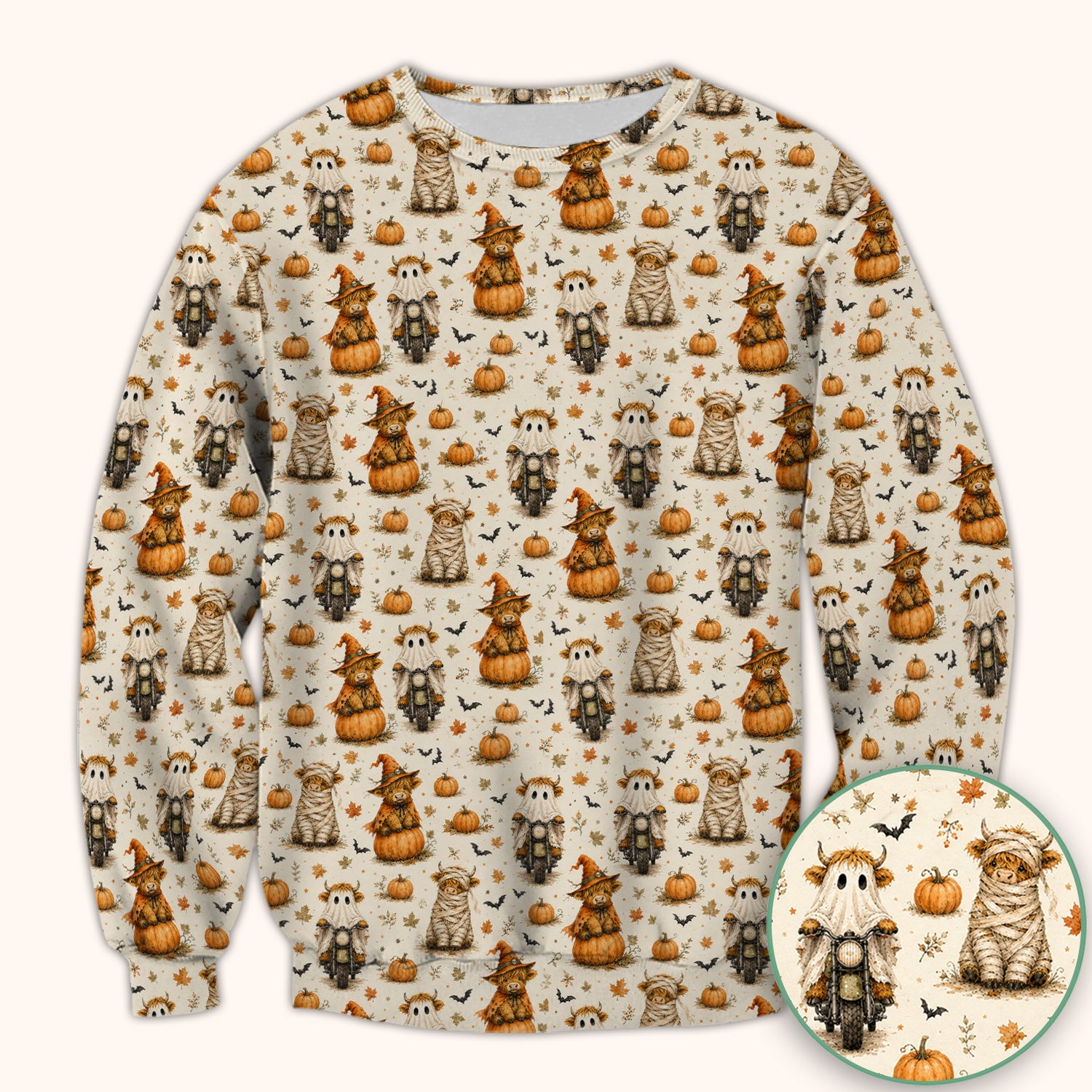 Halloween Highland Cow Costumes Scrub Top, Comfortable Scrubs for Nurses