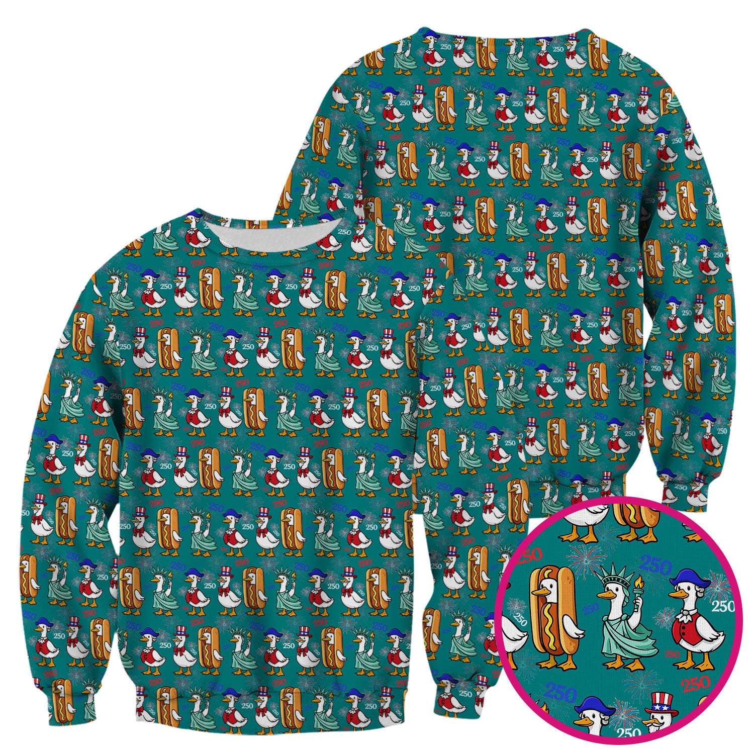 Patriotic Duck Independence Day Pattern Scrub Top, Breathable Healthcare Uniform Top