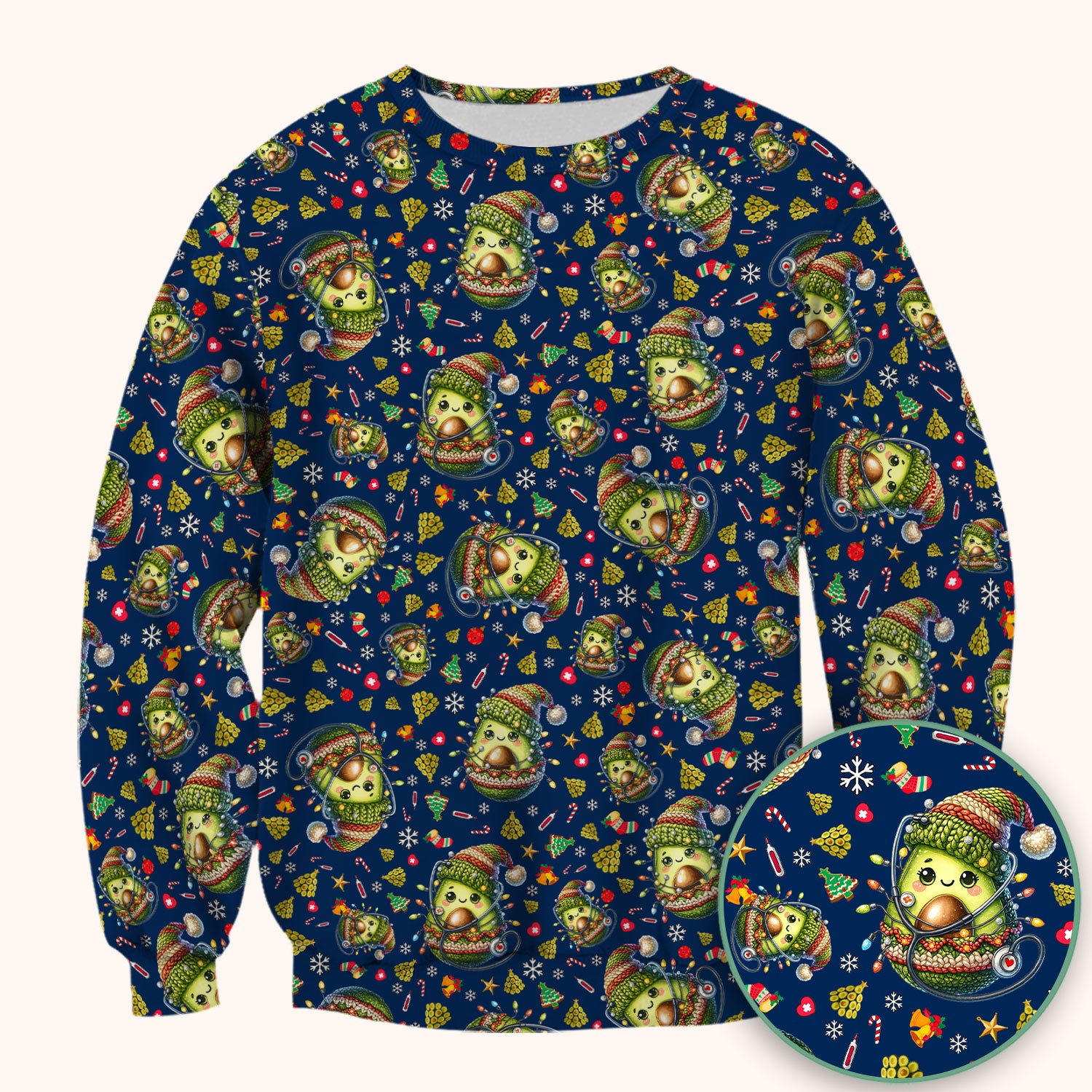 Avocado Scrub Top for Nurse - Funny Christmas Nursing Shirt - Cute Holiday Medical Uniform for Women RN LPN CNA