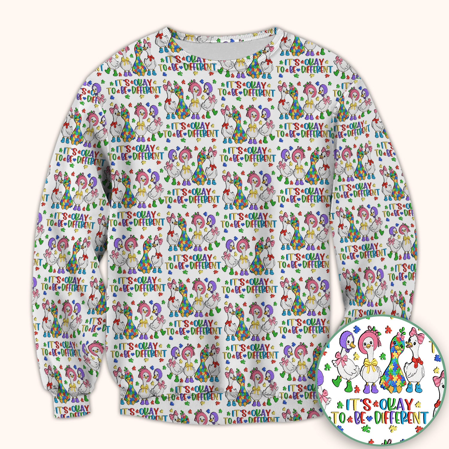 It’s Okay To Be Different Duck Pattern Scrub Top, Comfortable Scrubs For Nurses