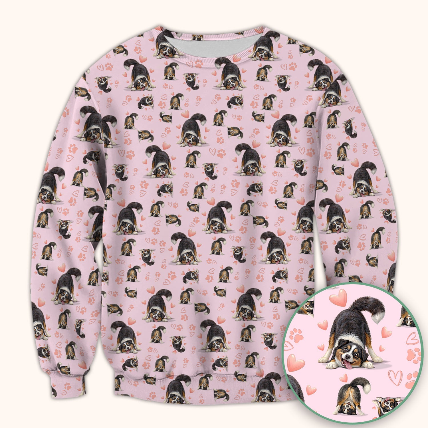 Playful Dog Heart Medical Print Scrub Top, Breathable Fabrics Nursing Uniform