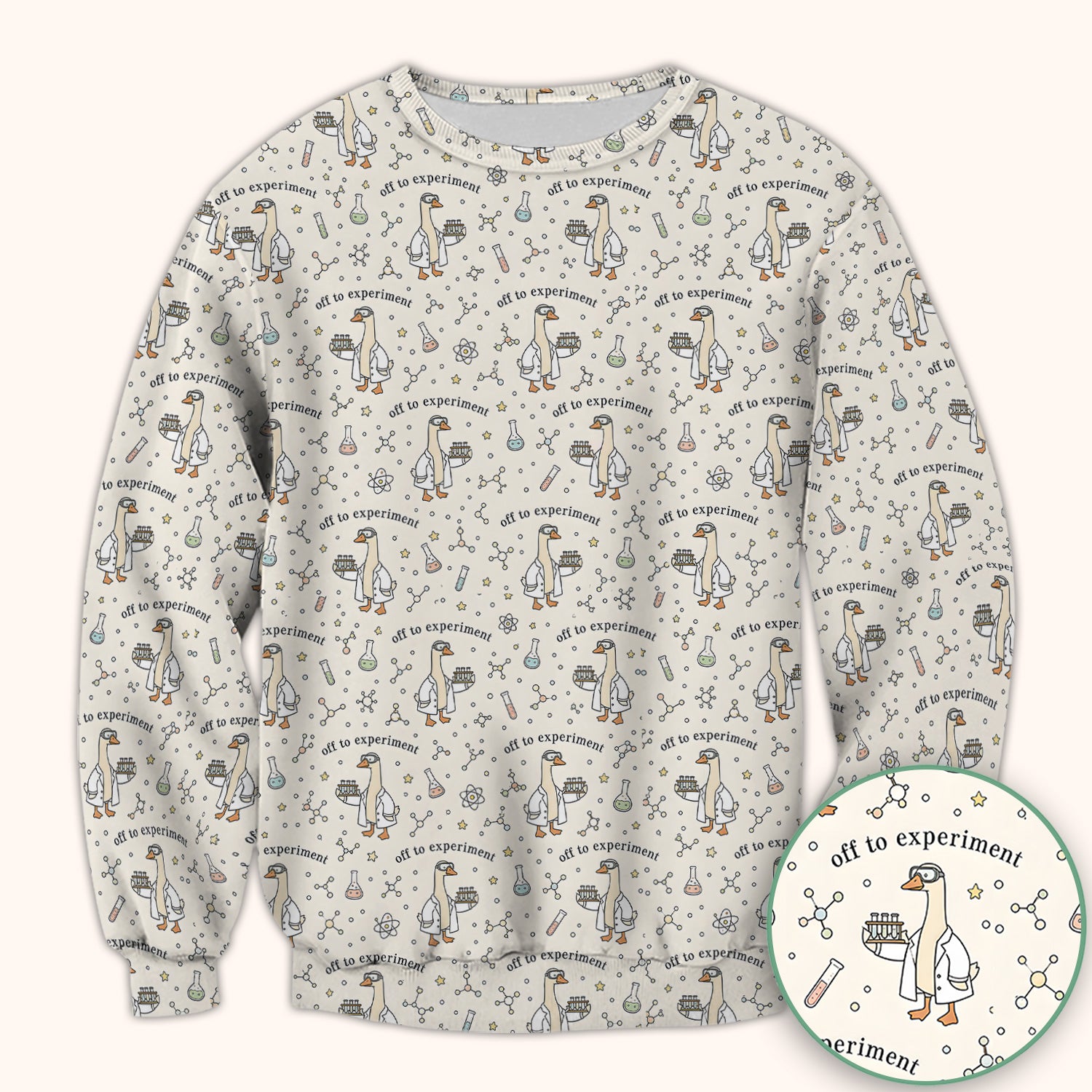 Funny Off To Experiment Scientist Goose Scrub Top, Comfortable Scrubs for Nurses