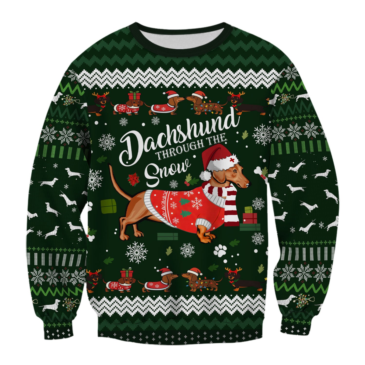 Dachshund Through the Snow - Funny Christmas Scrub Top - Wiener Dog Lover Gift - Holiday Medical Uniform