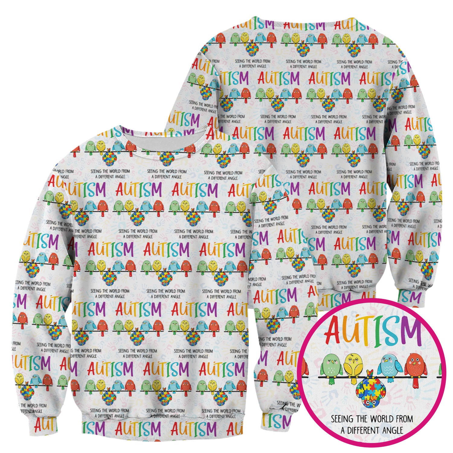 Autism Seeing The World From A Different Angle Birds Scrub Top ,Comfortable Scrubs for Nurses