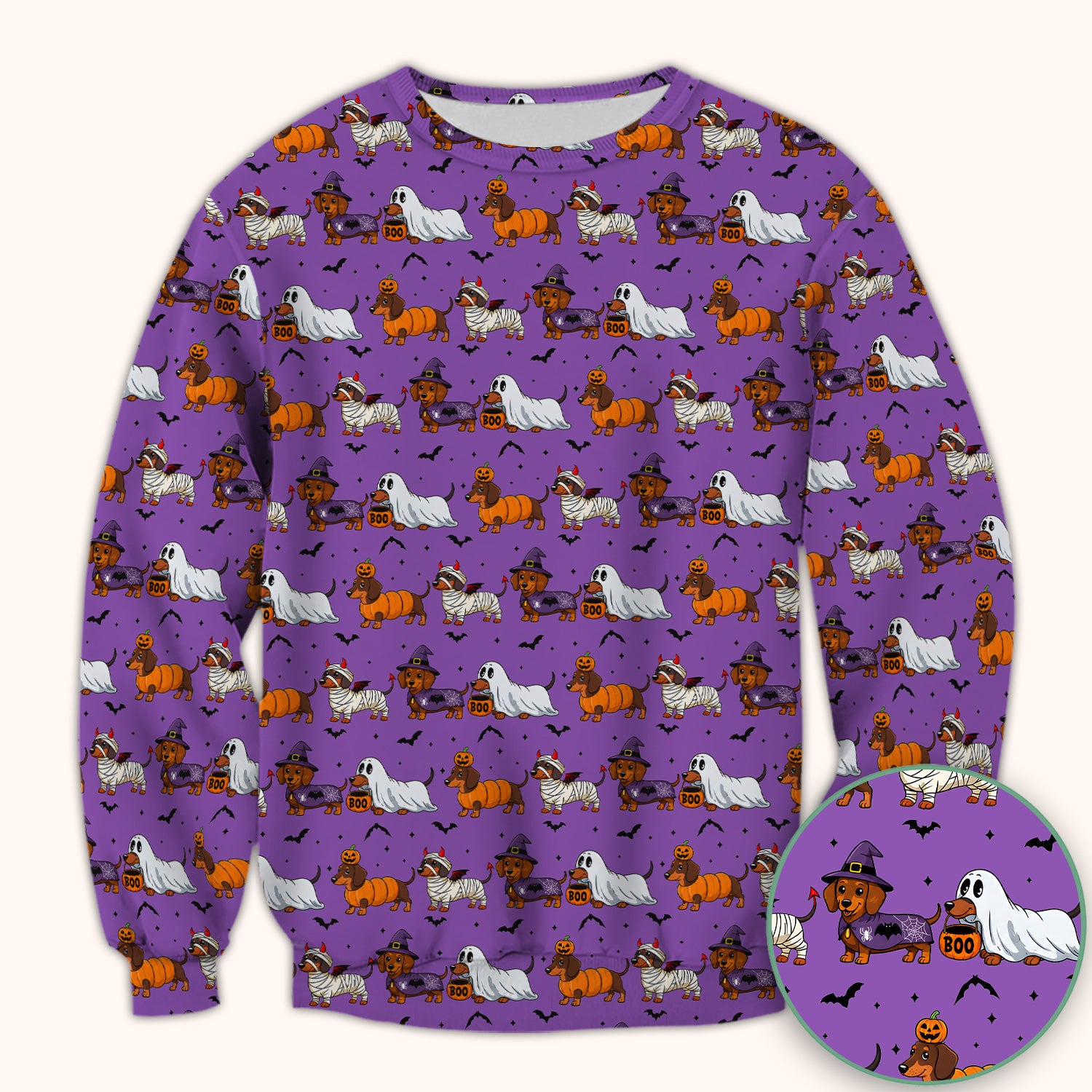 Halloween Dachshund for Veterinary Staff Scrub Top, Comfortable Scrubs for Nurses
