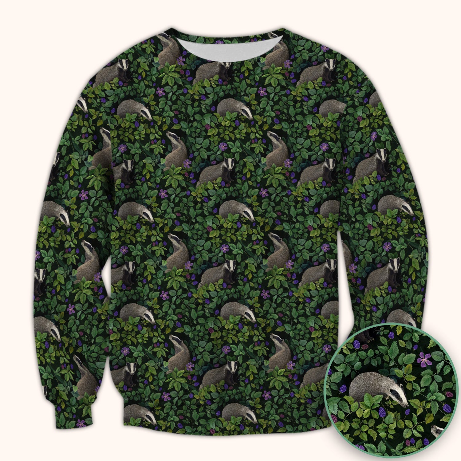 Woodland Badger Forest Pattern Scrub Top, Comfortable Scrubs for Nurses