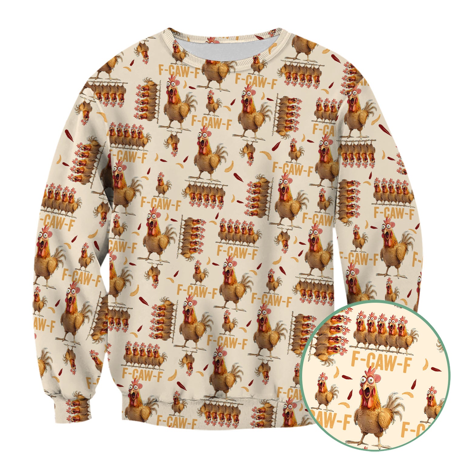Funny Chicken Nurse Scrub Top for Women - Crazy Rooster F-CAW-F Medical Shirt - Quirky Farm Animal Nursing Uniform Gift RN LPN CNA
