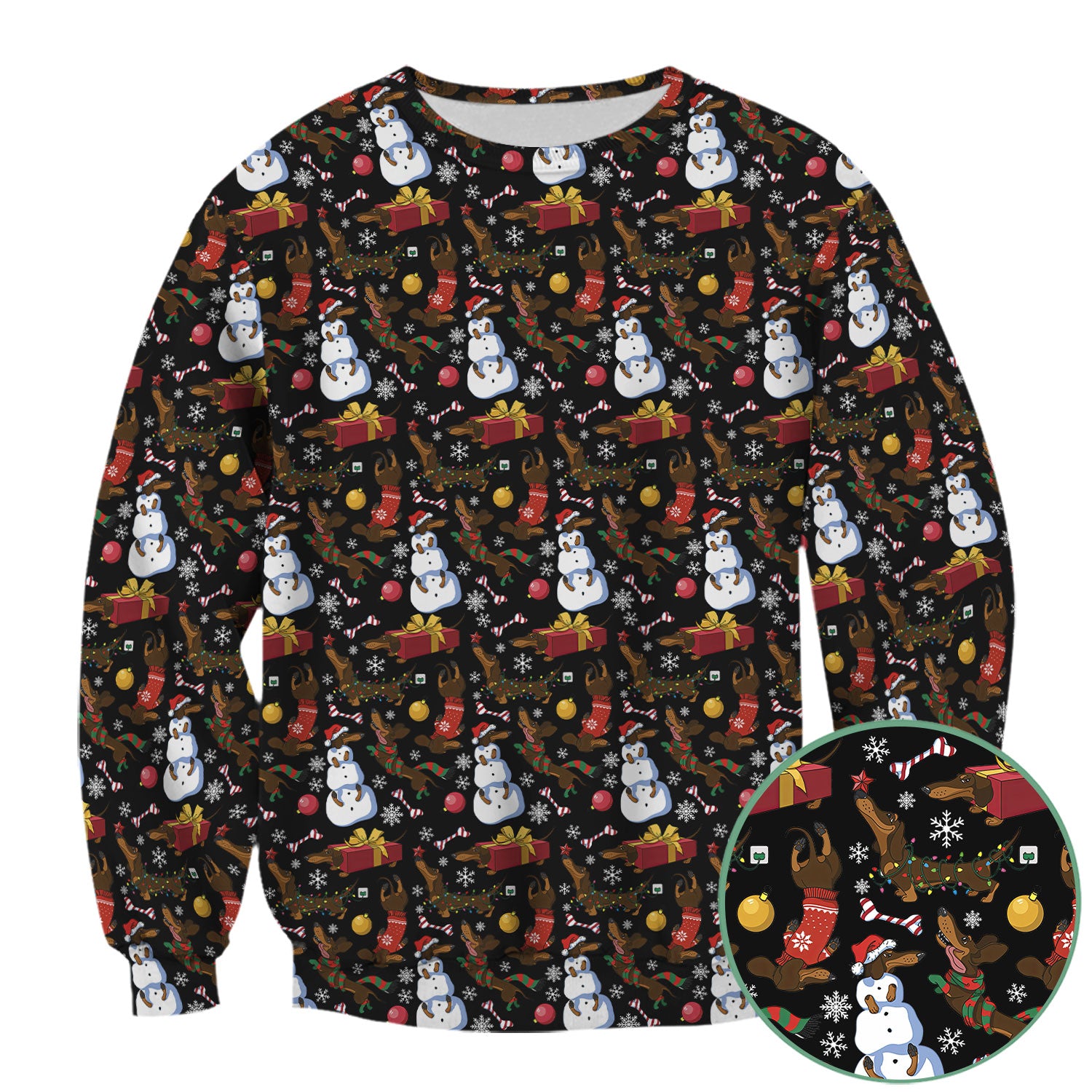 Funny Christmas Nurse Scrubs - Dachshund Dog & Snowman Print Top - Multi Color Custom Nursing Shirt Gift for Healthcare Workers