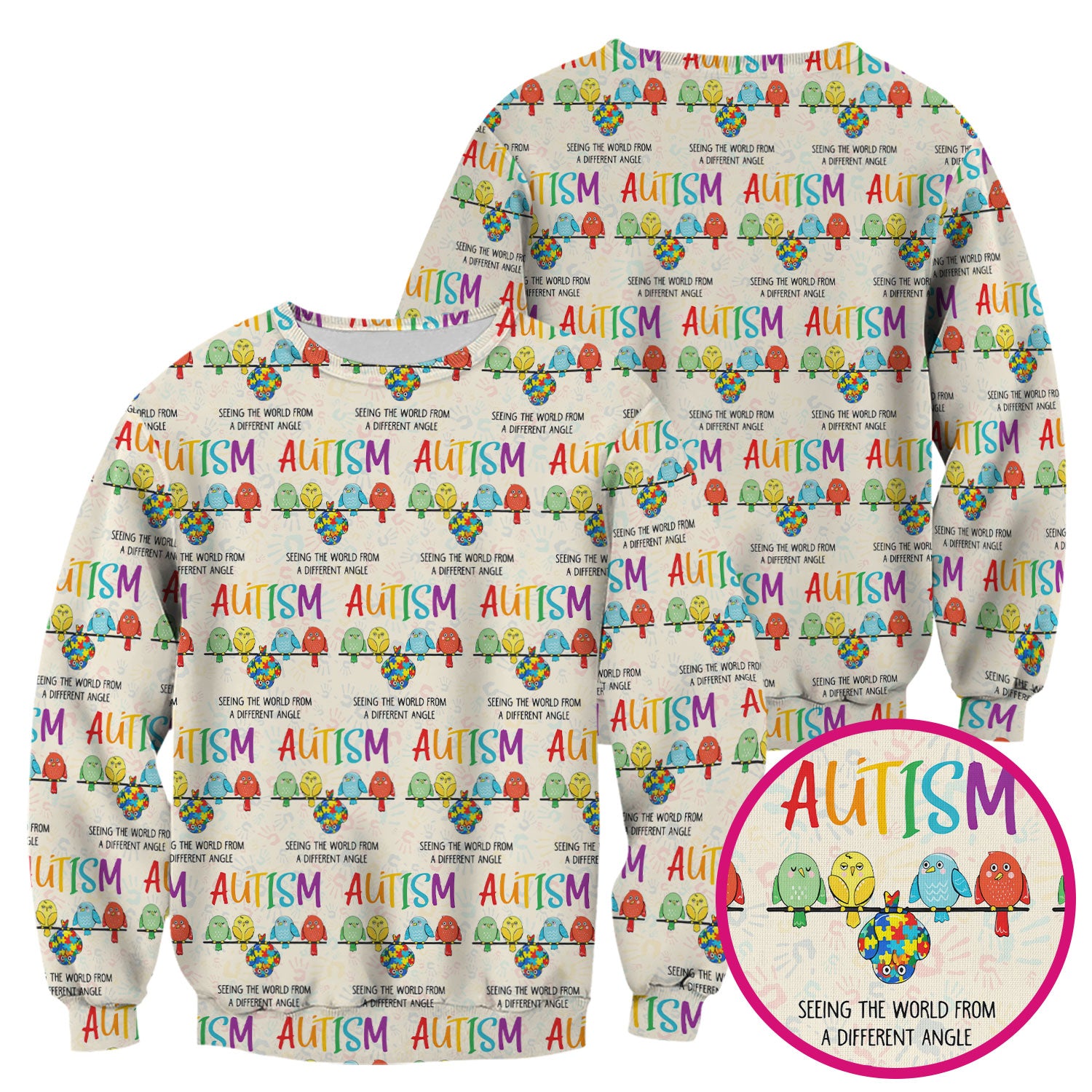 Autism Seeing The World From A Different Angle Birds Scrub Top ,Comfortable Scrubs for Nurses