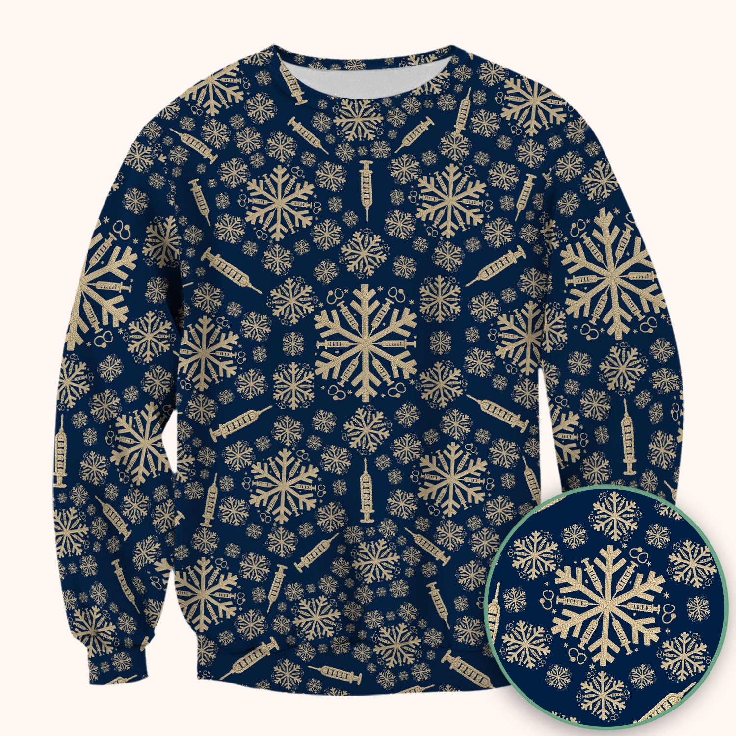 Snowflake Syringe Scrubs for Women - Festive Medical Top - Funny Christmas Scrub Shirt for Nurse - Holiday Gift