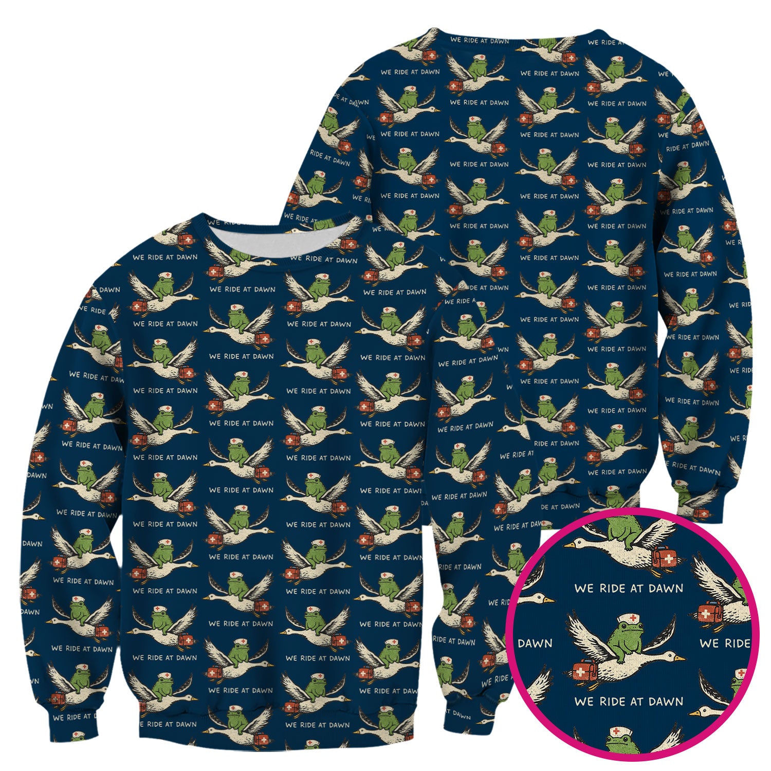Funny Frog Riding Goose Nurse Pattern Scrub Top, Comfortable Scrubs for Nurses