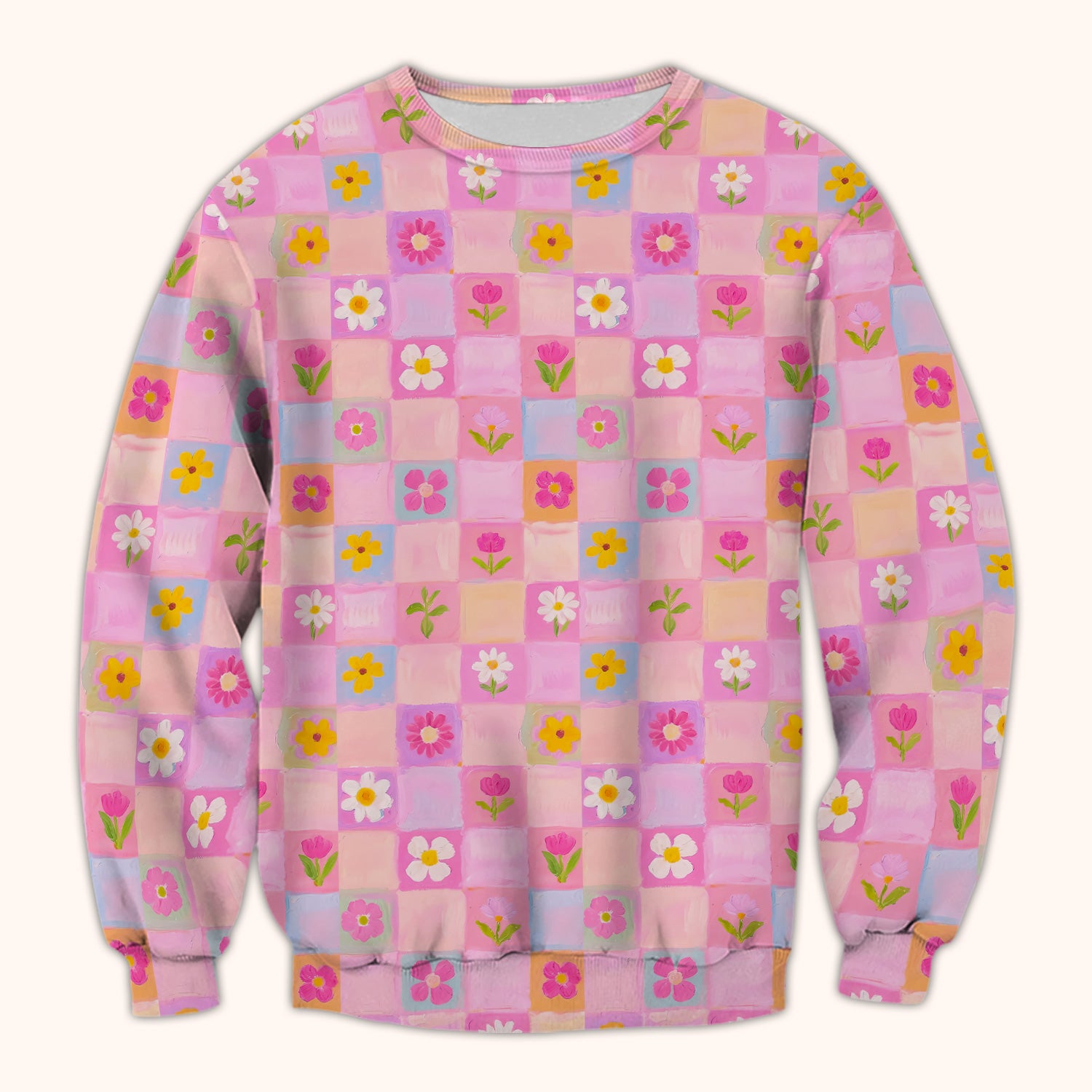 Colorful Mixed Flowers Pattern Scrubs Top, Comfortable Scrubs for Nurses