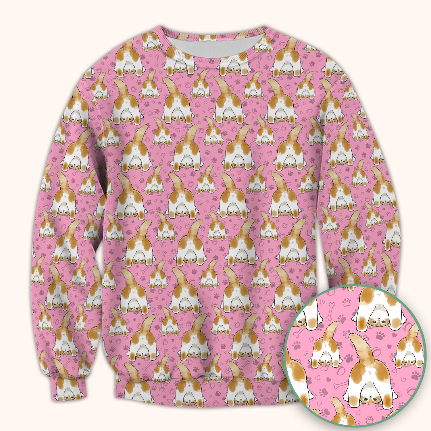 Cute Cat Butt Nurse Scrub Top, Cat Pattern Medical Shirt For Pet Lover, Breathable Fabrics Nursing Uniform