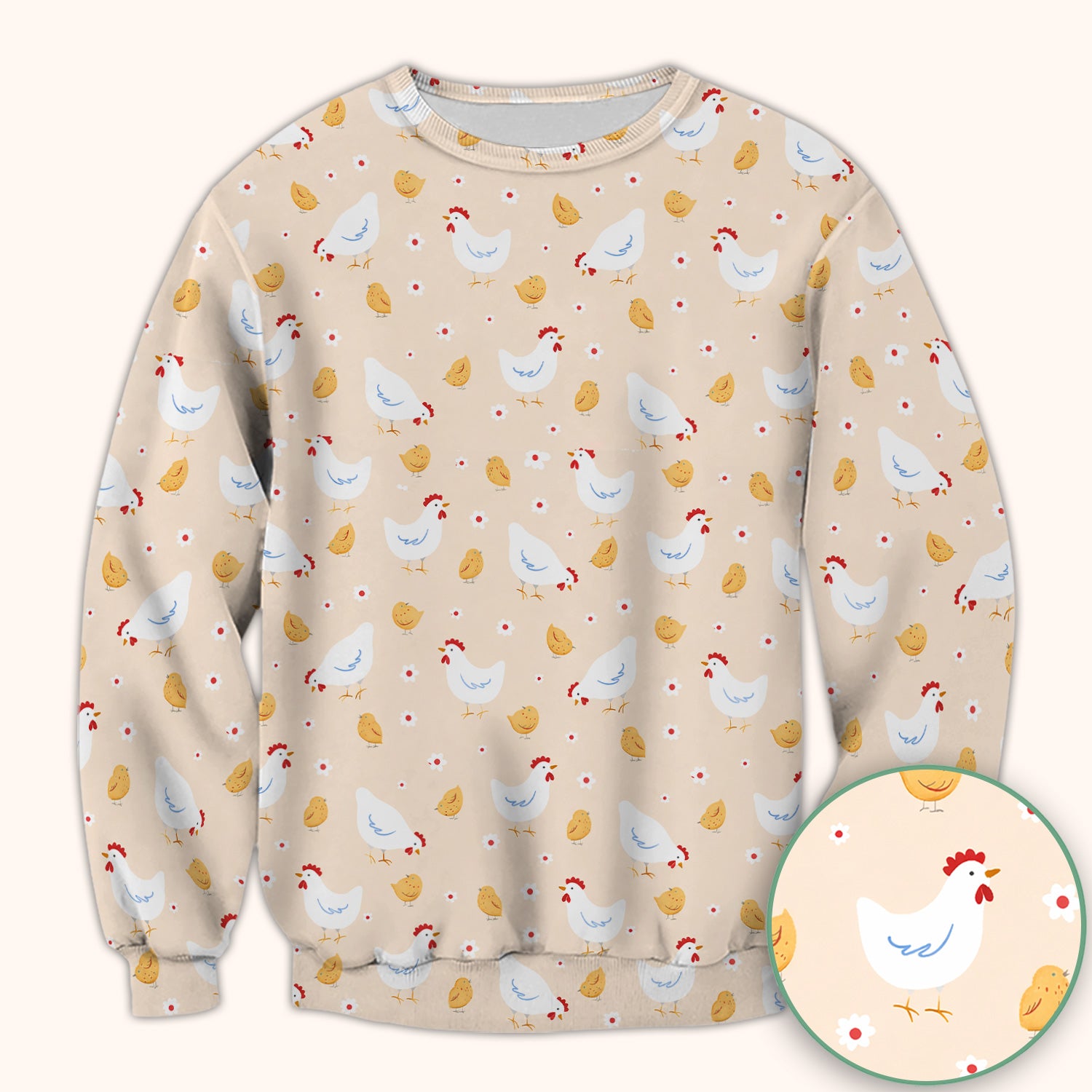 Chicken And Cute Chicks Pattern Scrubs Top, Comfortable Scrubs for Nurses