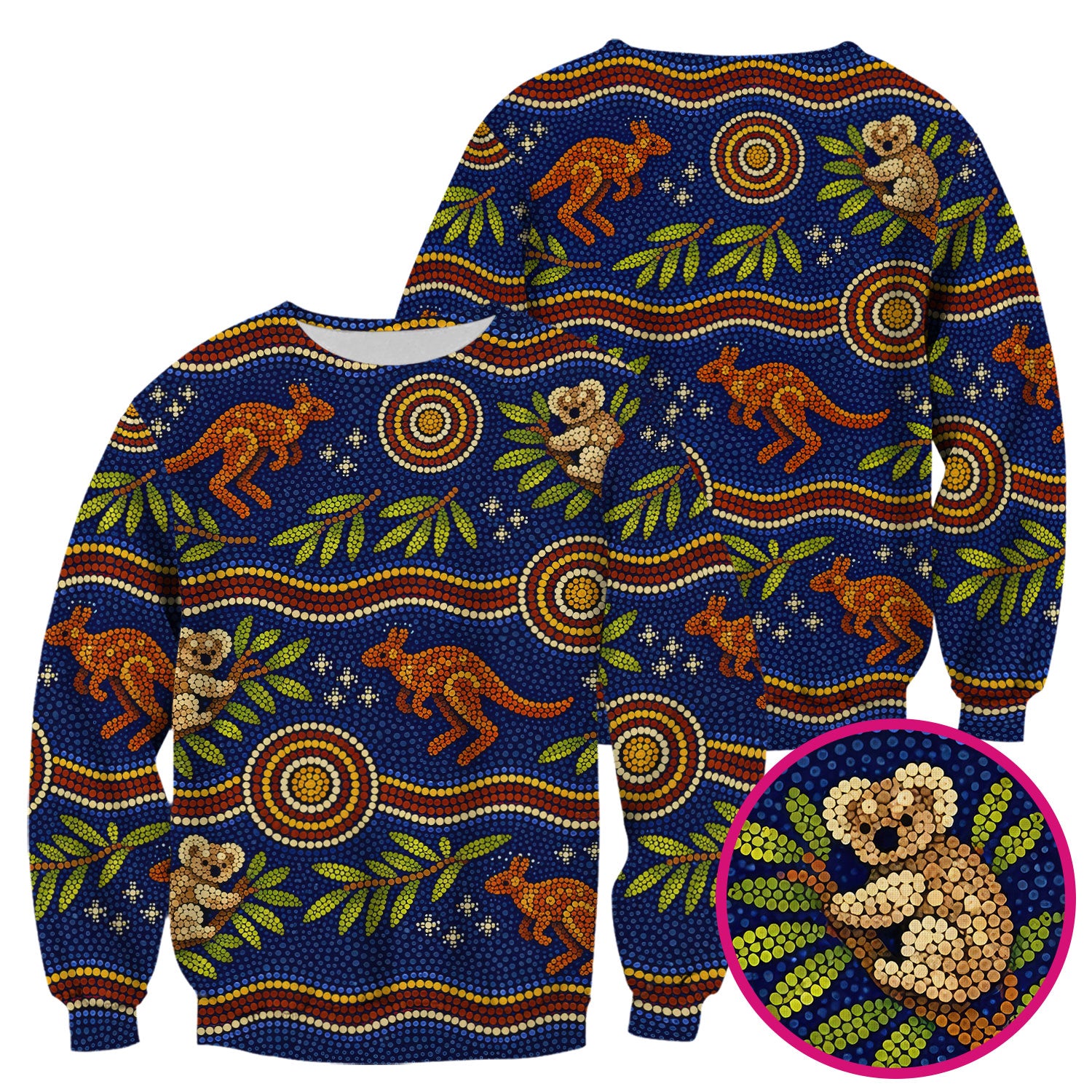 Australian Aboriginal Dot Art Scrub Top, Kangaroo ANd Koala Pattern Nurse Shirt, Breathable Fabrics Nursing Uniform