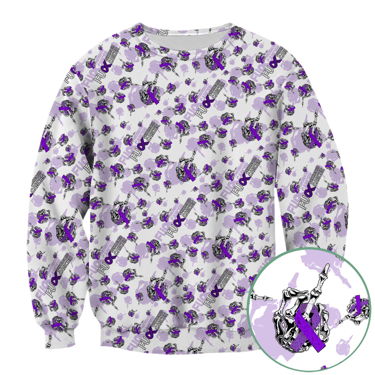 Fuck Pancreatic Cancer Scrub Top - Purple Ribbon Awareness Nurse Shirt - Bold Medical Uniform Gift for Cancer Support Fighters