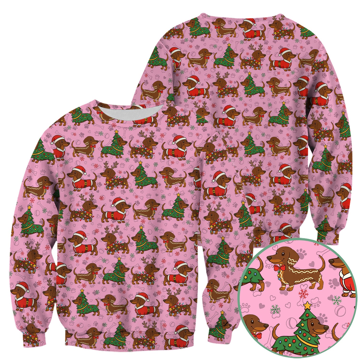 Holiday Dachshund Christmas Scrub Top - Funny Wiener Sausage Dog Nurse Shirt - Adorable Dog Lover Gift for RN CNA LPN