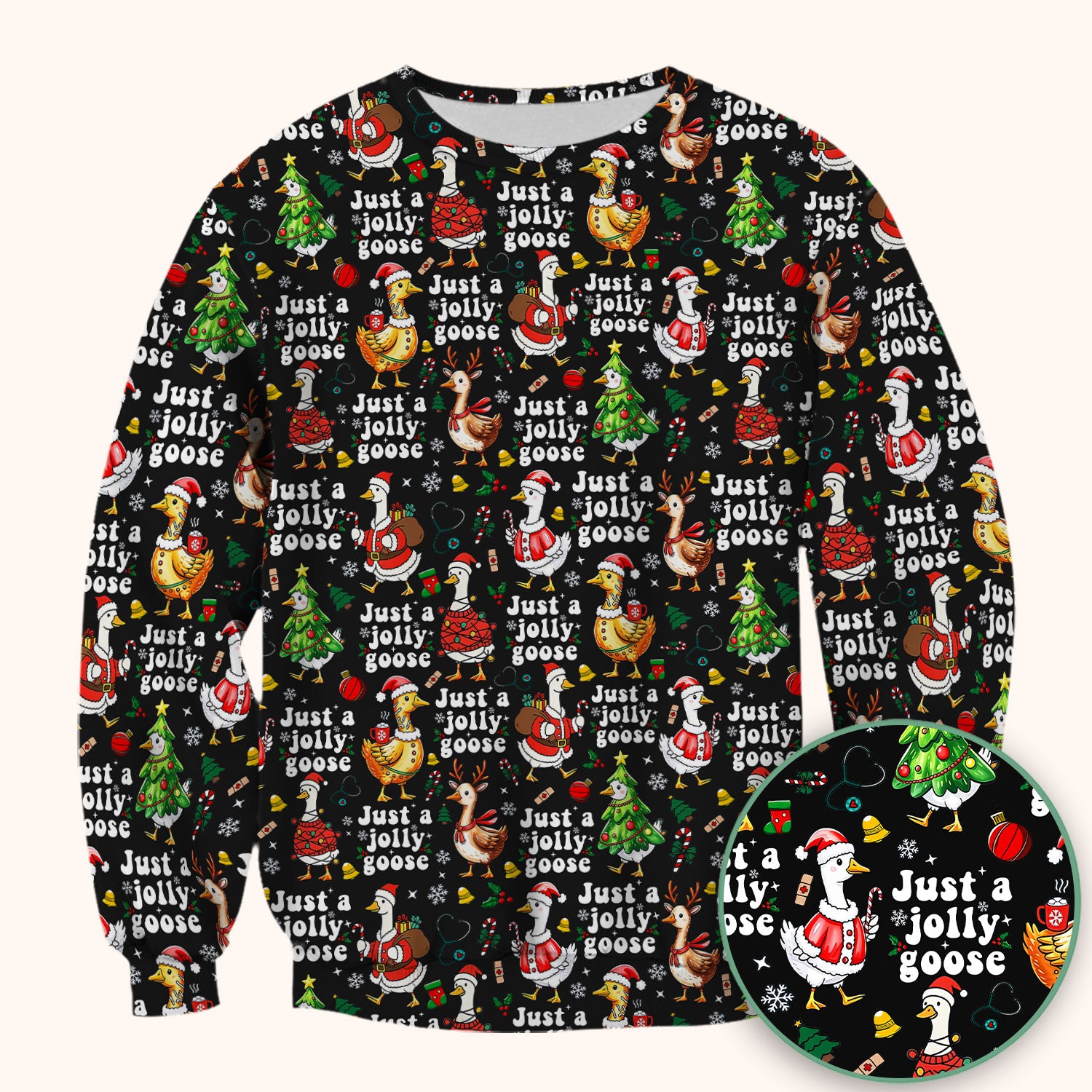 Just a Jolly Goose Funny Christmas Scrub Top - Holiday Medical Uniform for Nurse - Santa Goose Shirt Gift for Women