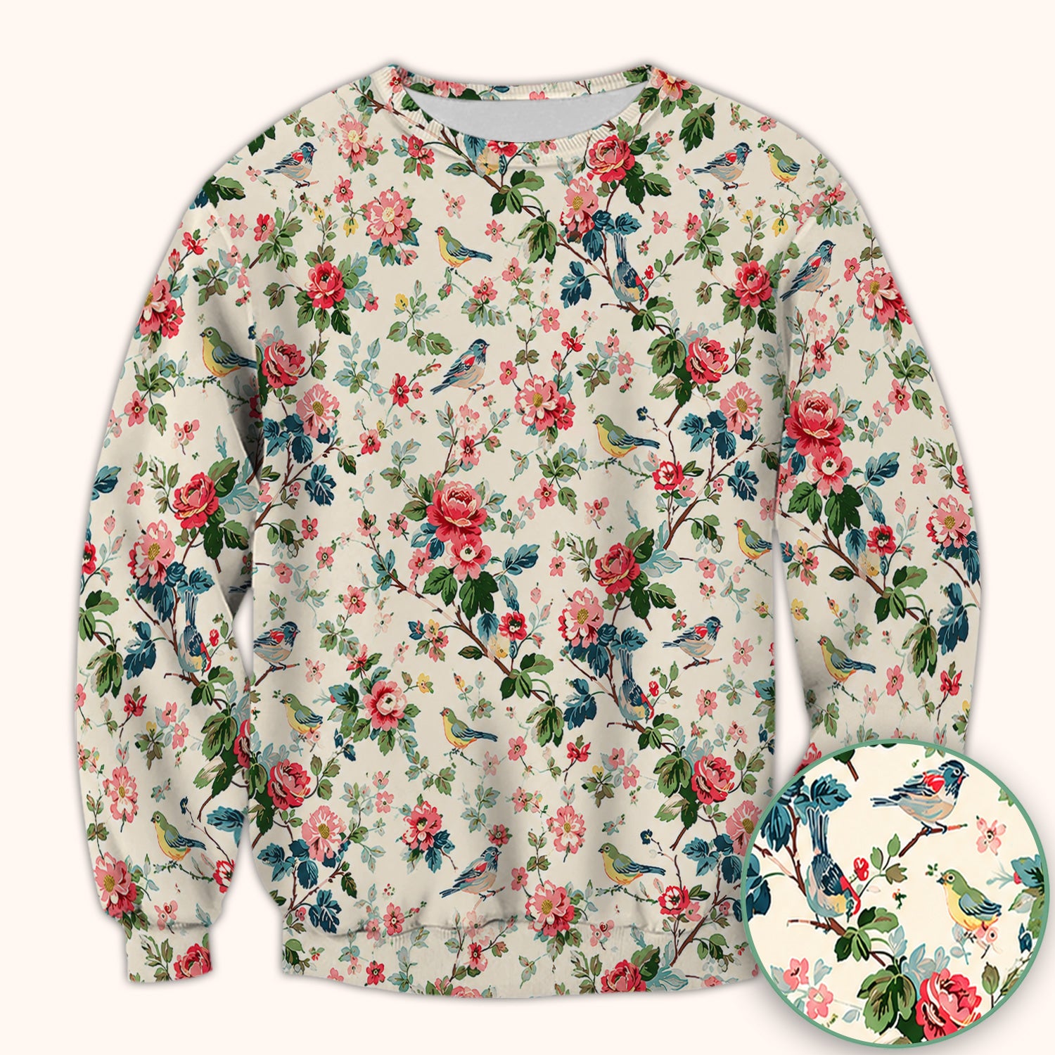 Songbird Rose Garden Pattern Scrub Top, Comfortable Scrubs for Nurses