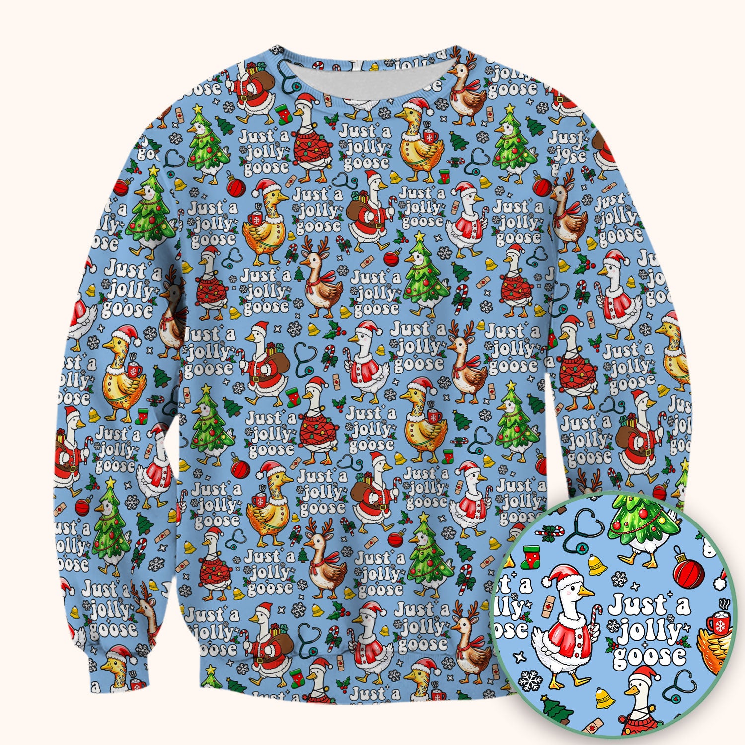 Christmas Goose Scrub Top for Nurse - Funny Jolly Holiday Medical Shirt for Women