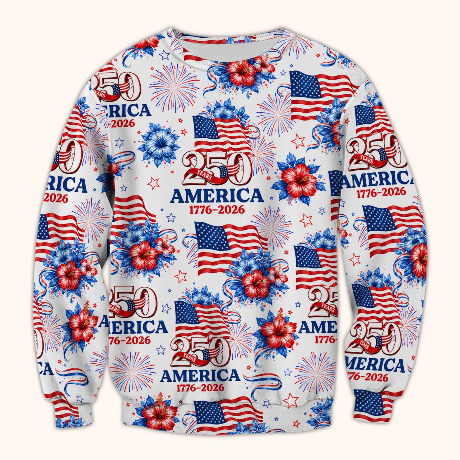 America 250 with Flag Firework Pattern Scrub Top, Comfortable Scrubs for Nurses