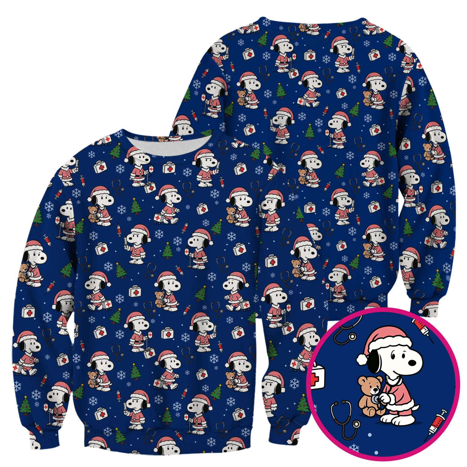 Snoopy Holiday Scrubs Top Multi Colors - Funny Xmas Nurse Shirt Women - Cute Christmas Scrub Top Gift for Healthcare Workers