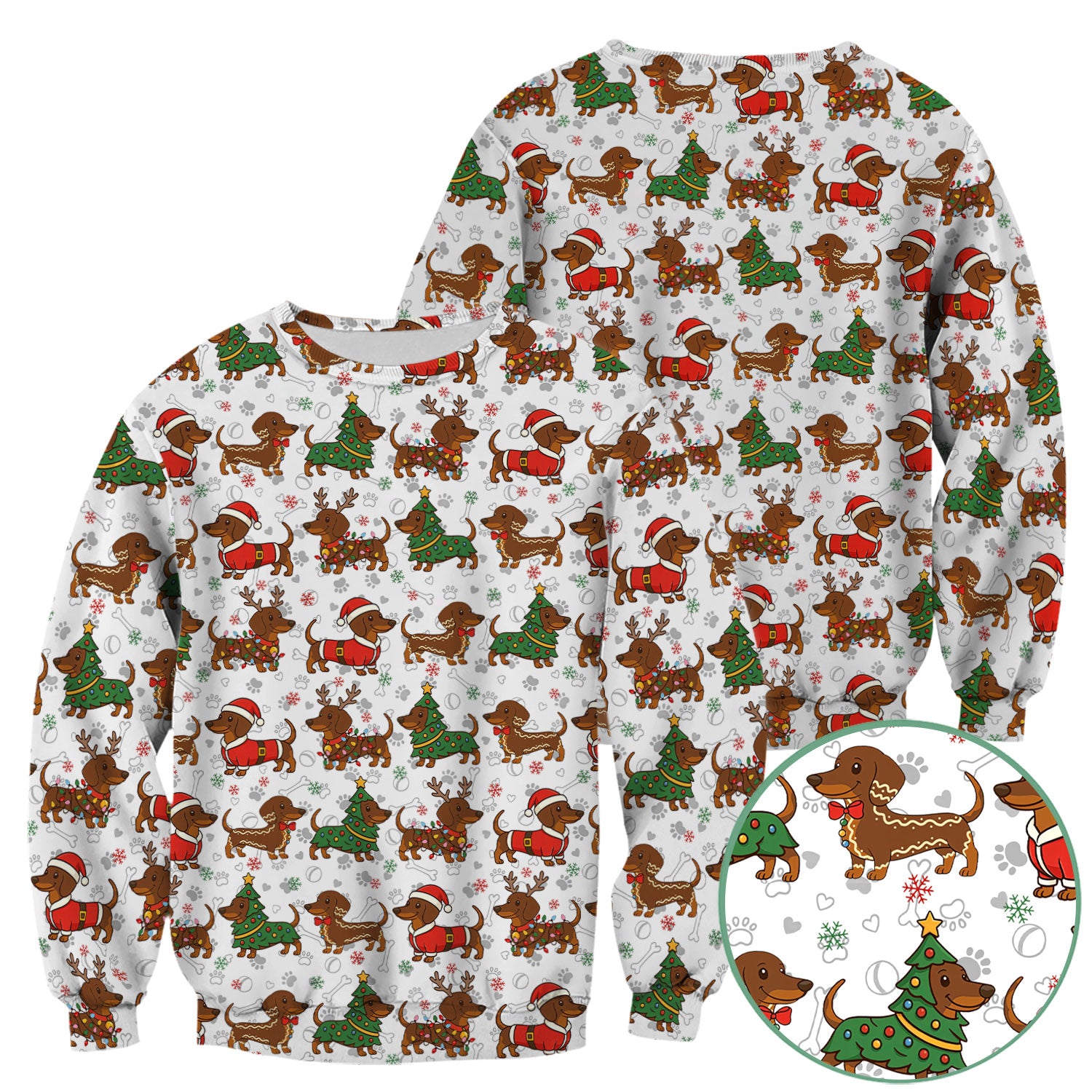 Holiday Dachshund Christmas Scrub Top - Funny Wiener Sausage Dog Nurse Shirt - Adorable Dog Lover Gift for RN CNA LPN