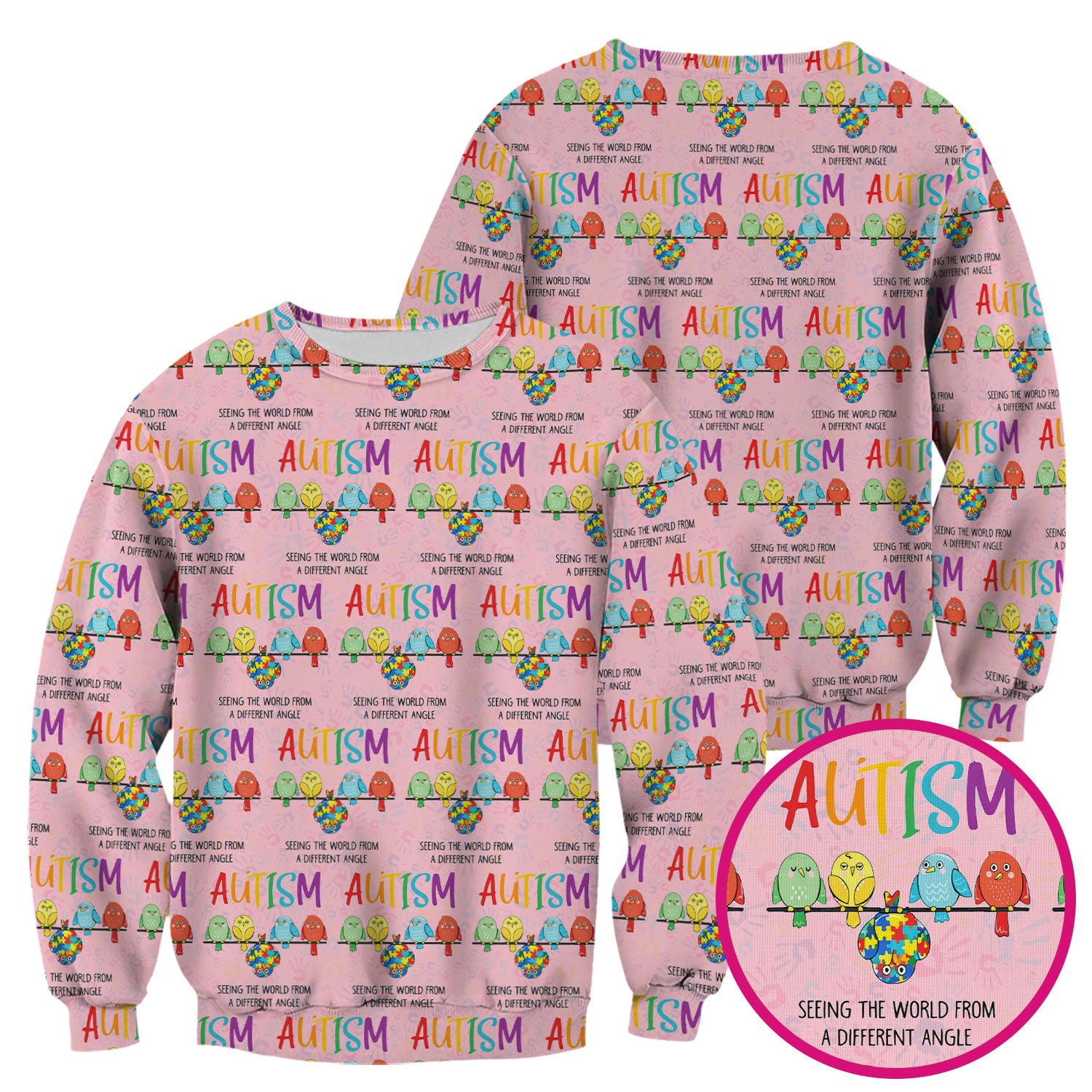 Autism Seeing The World From A Different Angle Birds Scrub Top ,Comfortable Scrubs for Nurses