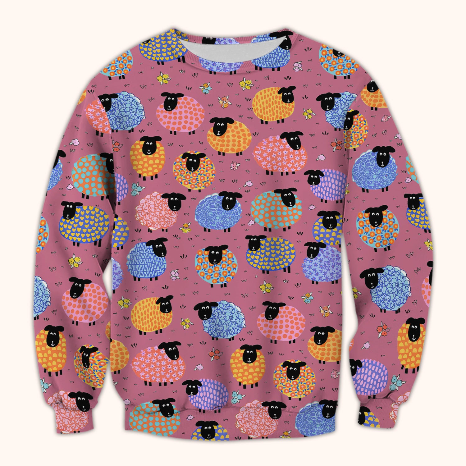 Funny Colorful Sheep Pattern Scrub Top, Comfortable Scrubs for Nurses