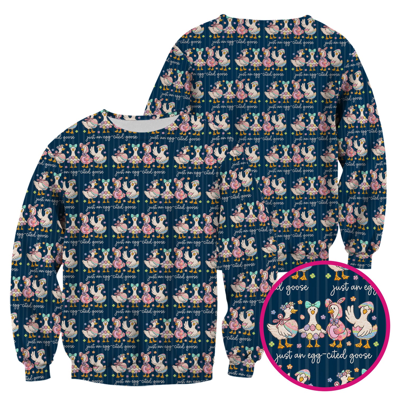 Cute Easter Goose Egg Pattern Scrubs Top, Breathable Fabrics Nursing Uniform